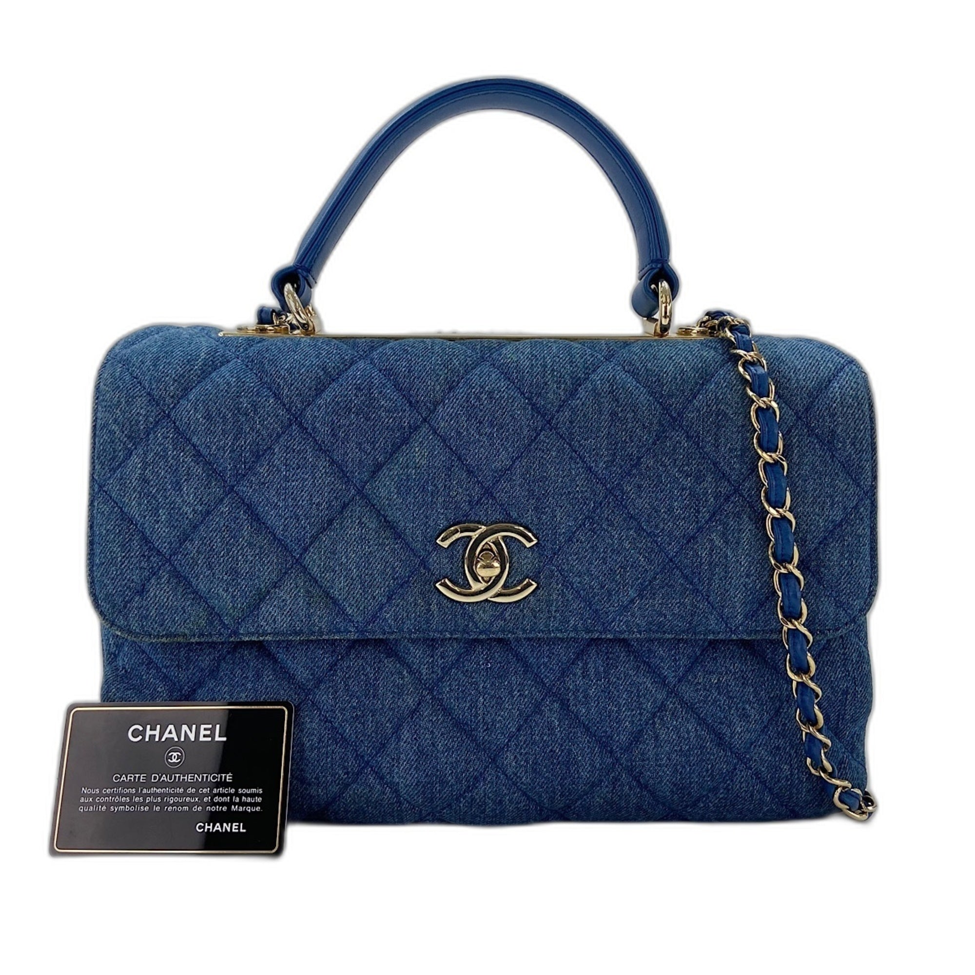 Chanel Blue Denim Handbag (Pre-Owned)