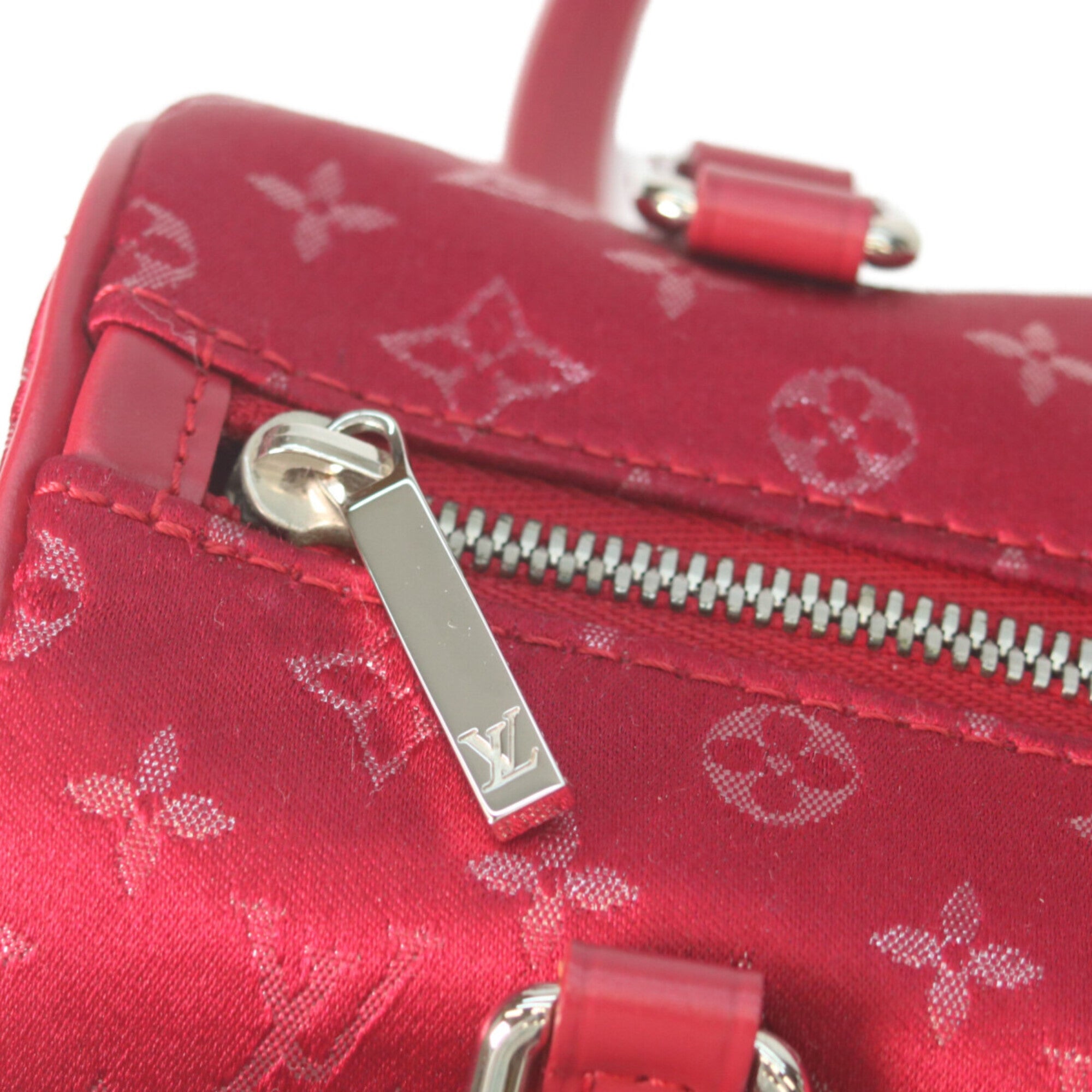 Louis Vuitton Red Color Monogram Satin Handbag (Pre-Owned)