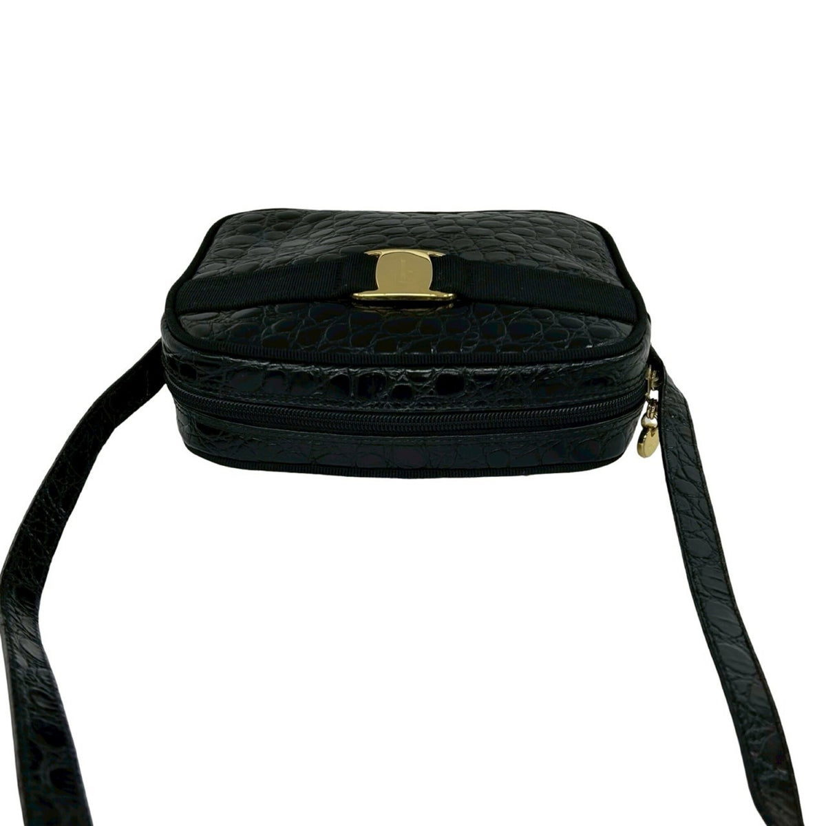 Salvatore Ferragamo Black Leather Pochette Shoulder Bag (Pre-Owned)