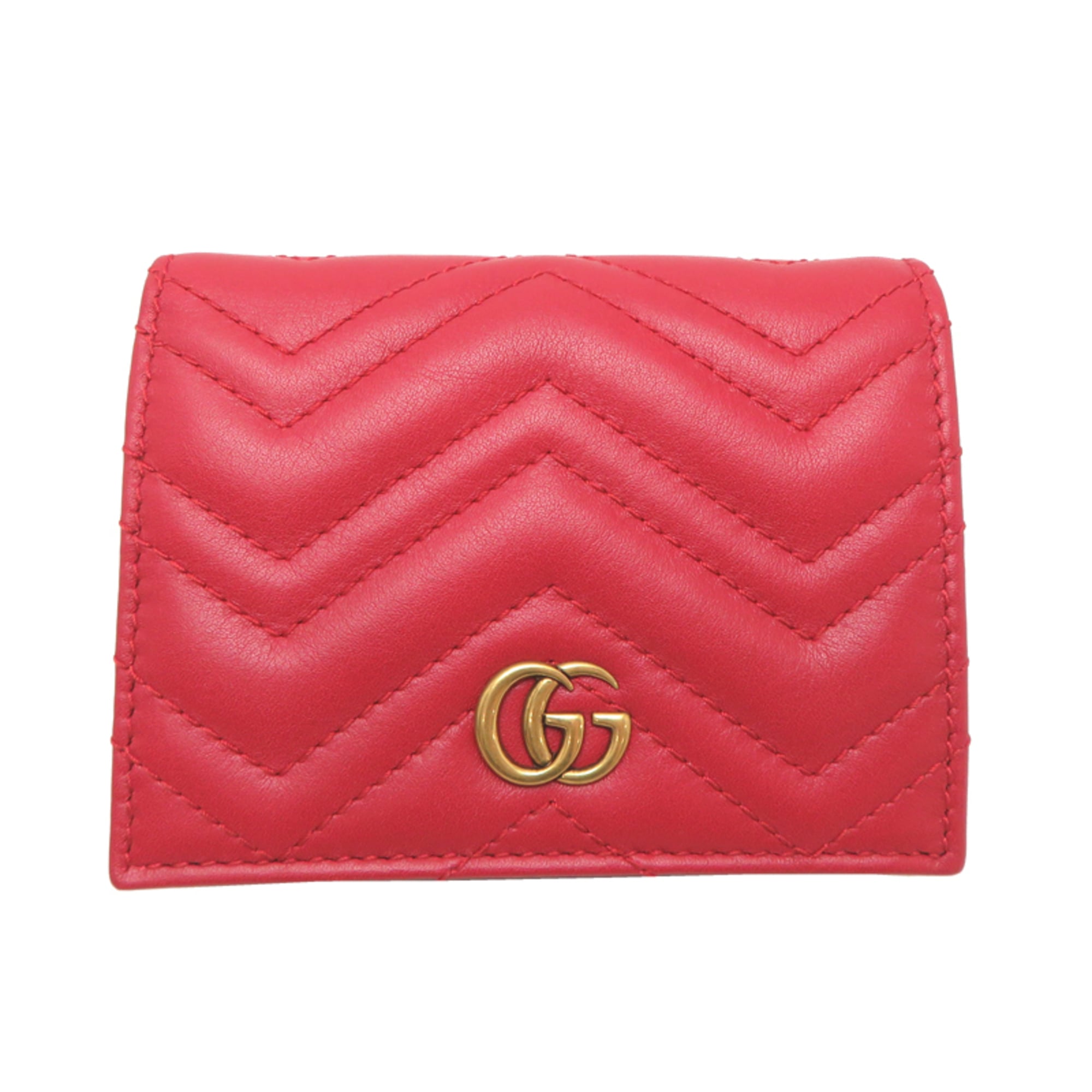 Gucci Red Color Leather Wallet (Bi-Fold) (Pre-Owned)