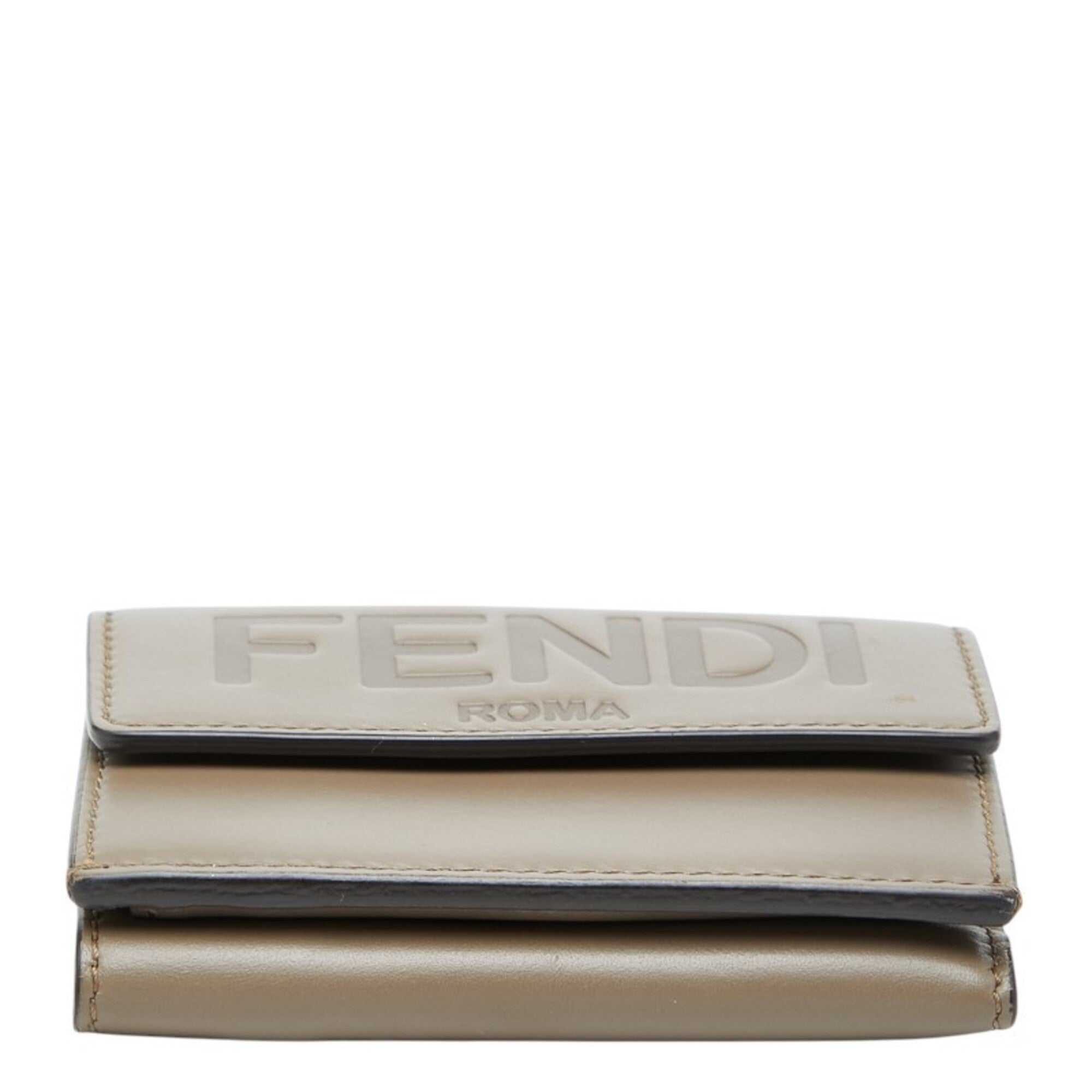 Fendi Grayish Leather Wallet (Tri-Fold) (Pre-Owned)