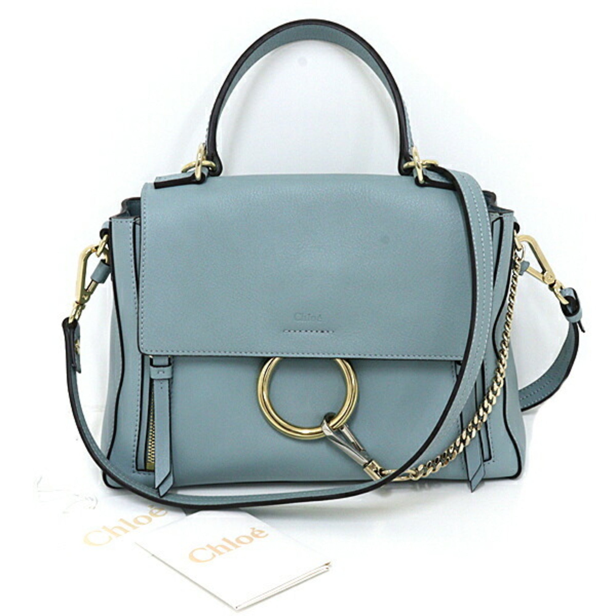 Chloé Blue Gold Leather Handbag Shoulder Bag (Pre-Owned)
