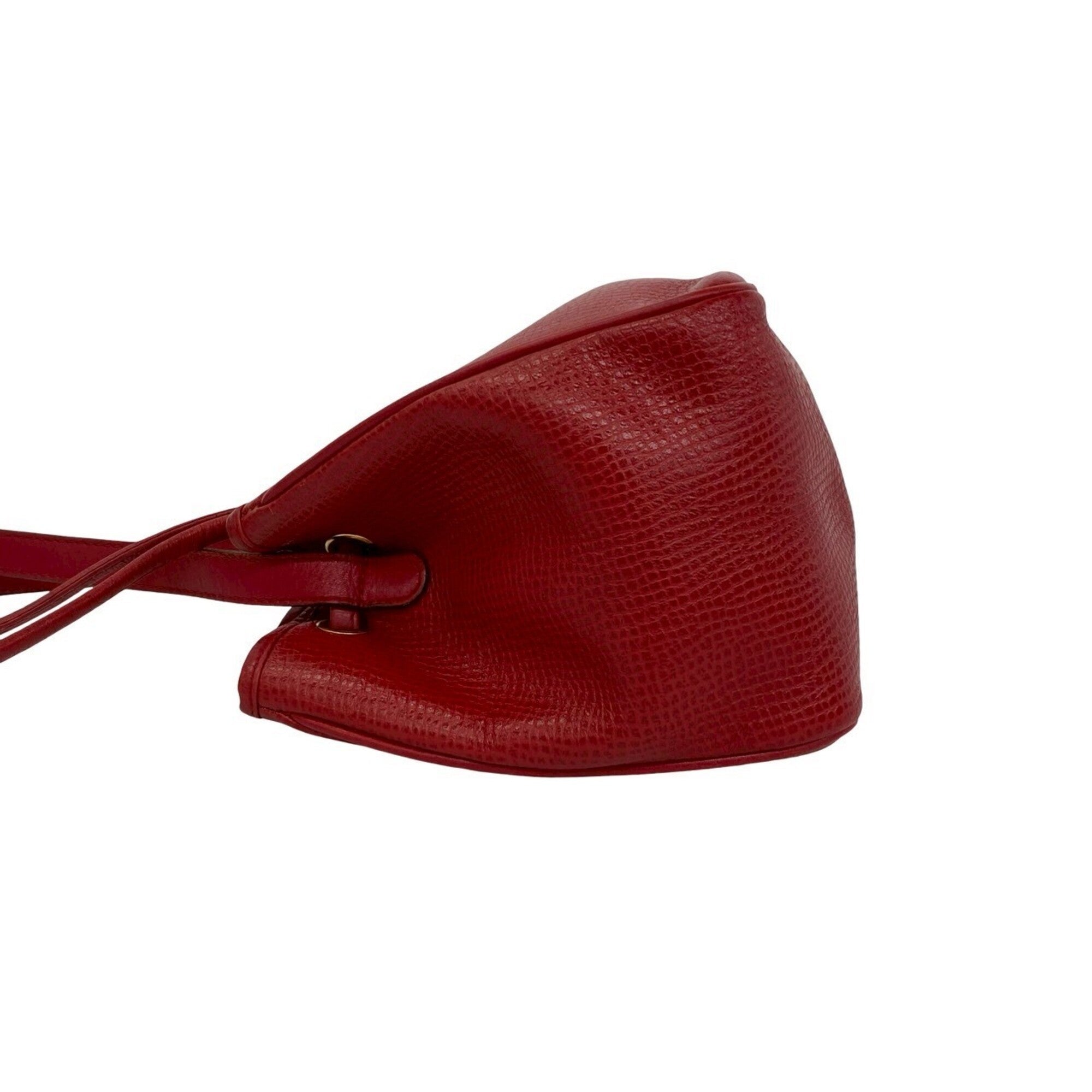 Christian Dior Red Color Leather Pochette Shoulder Bag (Pre-Owned)