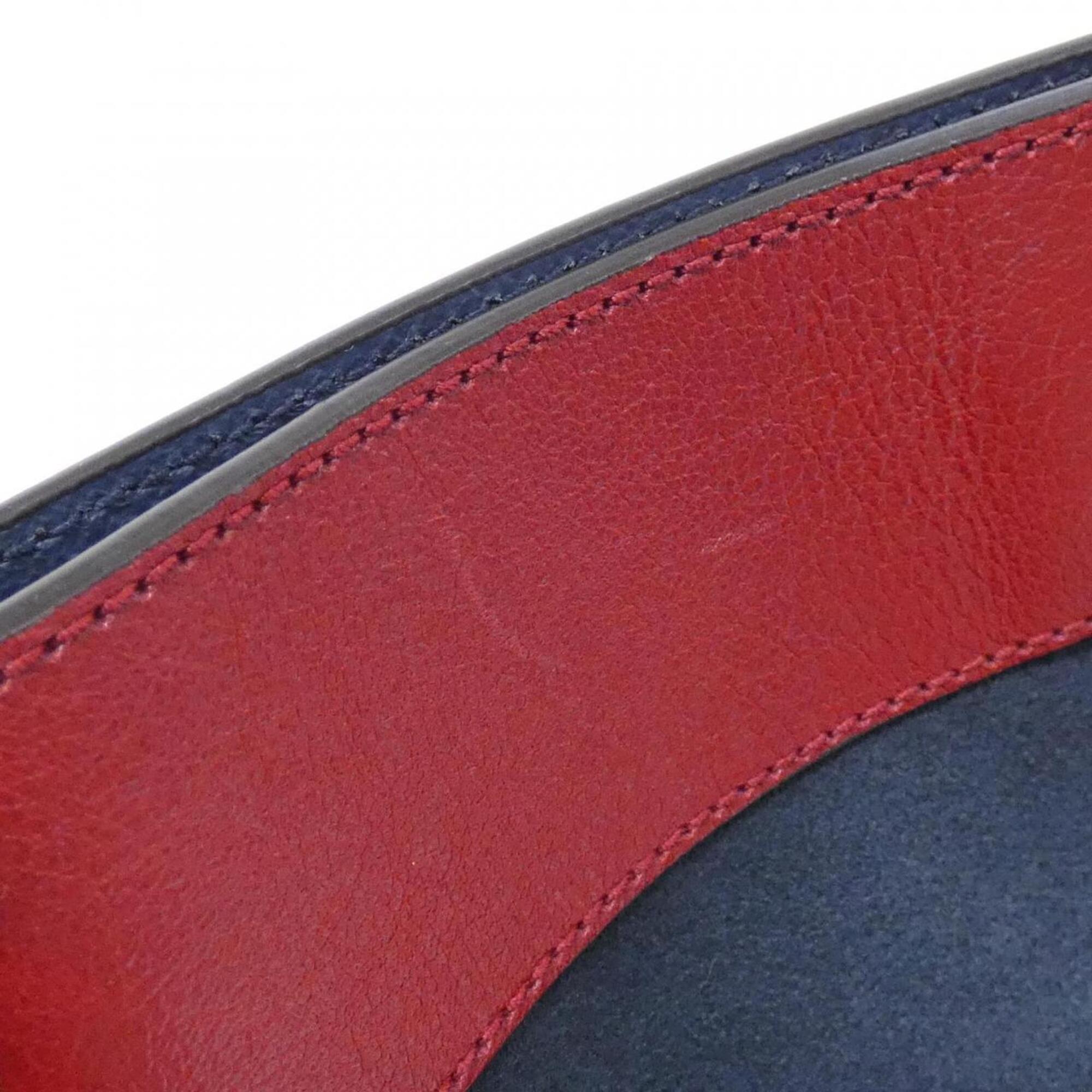 Gucci Dark Blue Red Color Suede Leather Handbag Pouch (Pre-Owned)