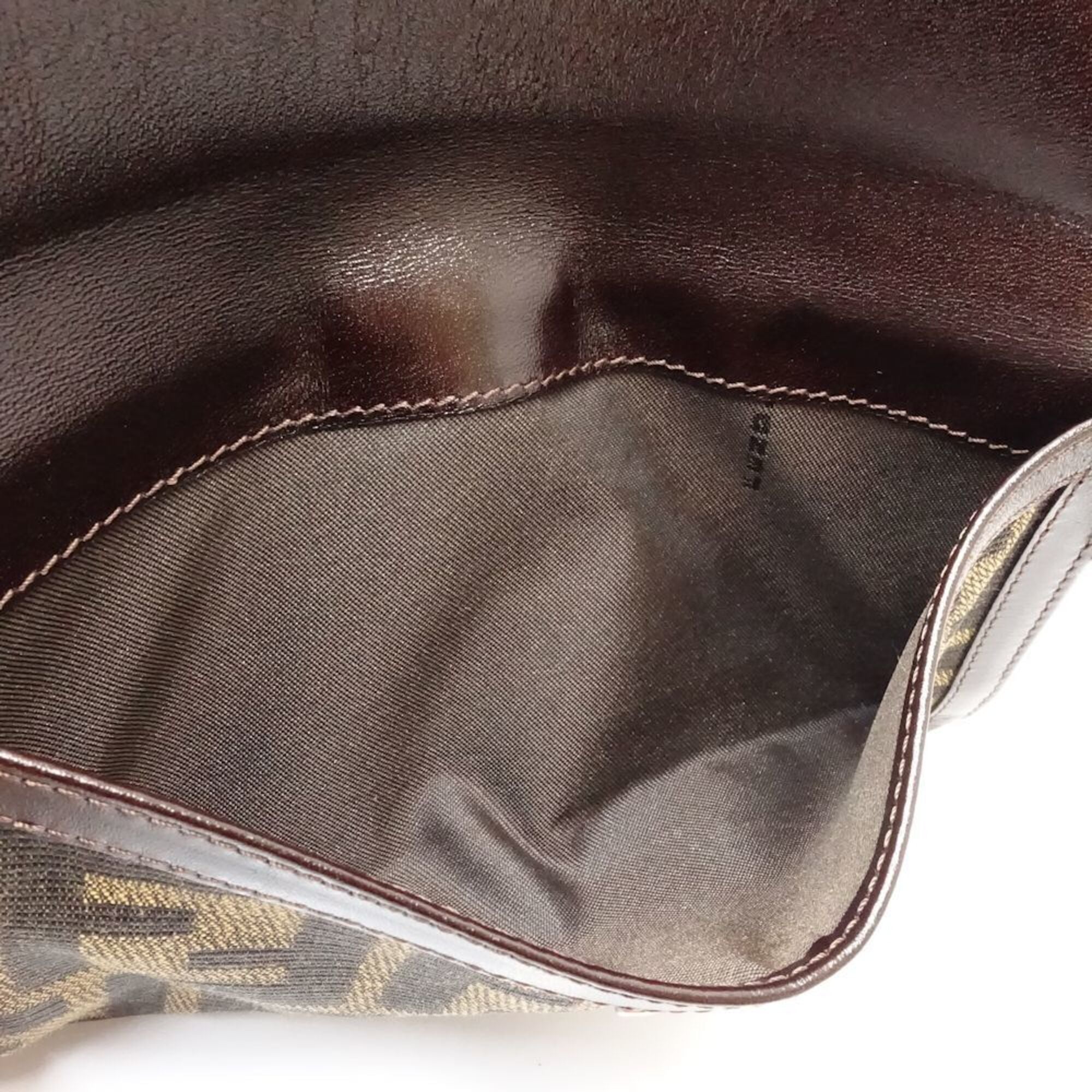 Fendi Zucca Dark Brown Canvas Leather Long Wallet (Bi-Fold) (Pre-Owned)
