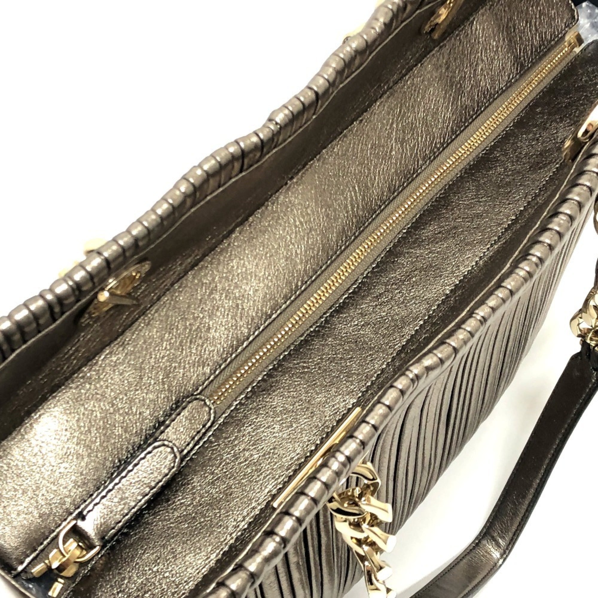 Bvlgari Gold Leather Shoulder Bag Tote Bag (Pre-Owned)