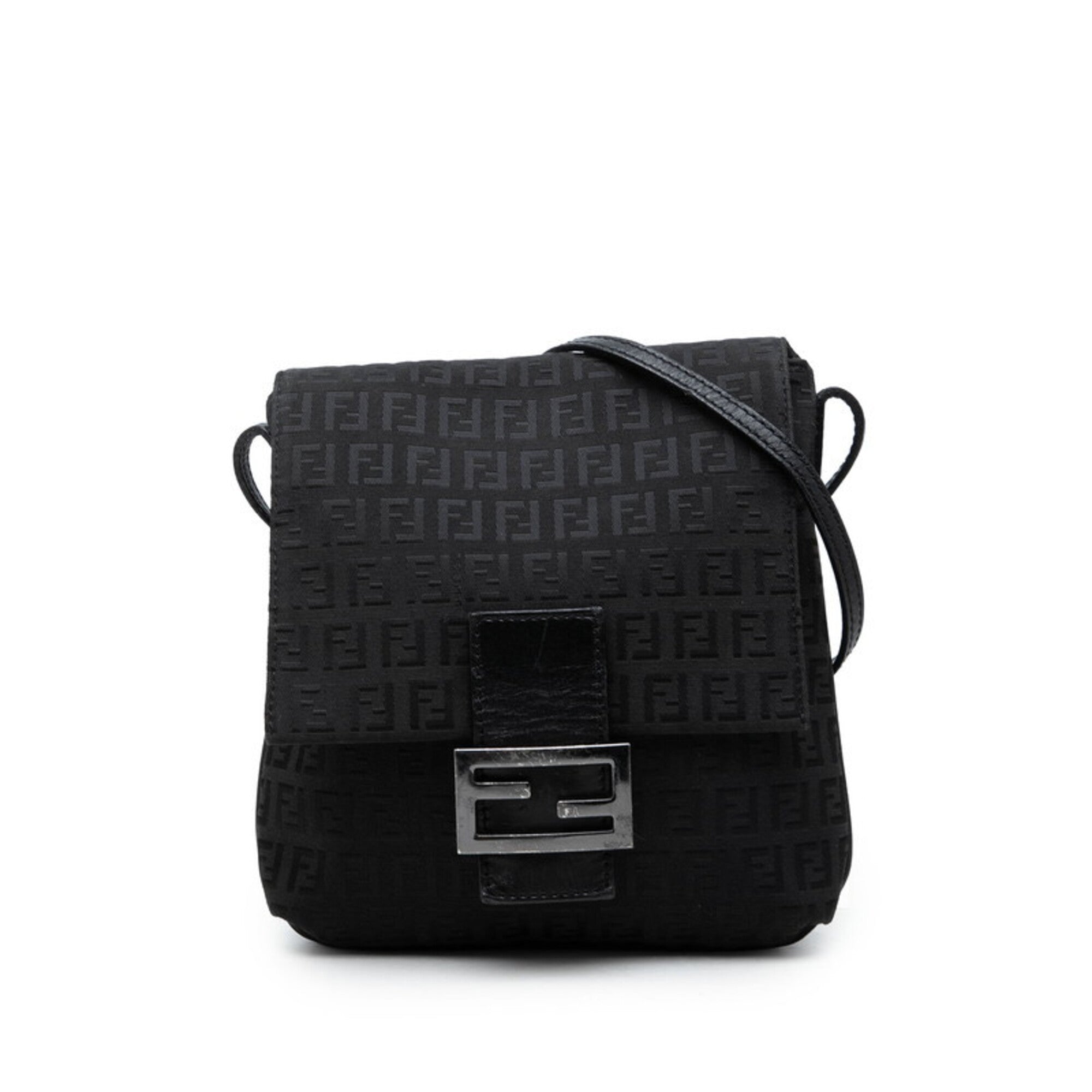 Fendi Black Canvas Leather Shoulder Bag (Pre-Owned)