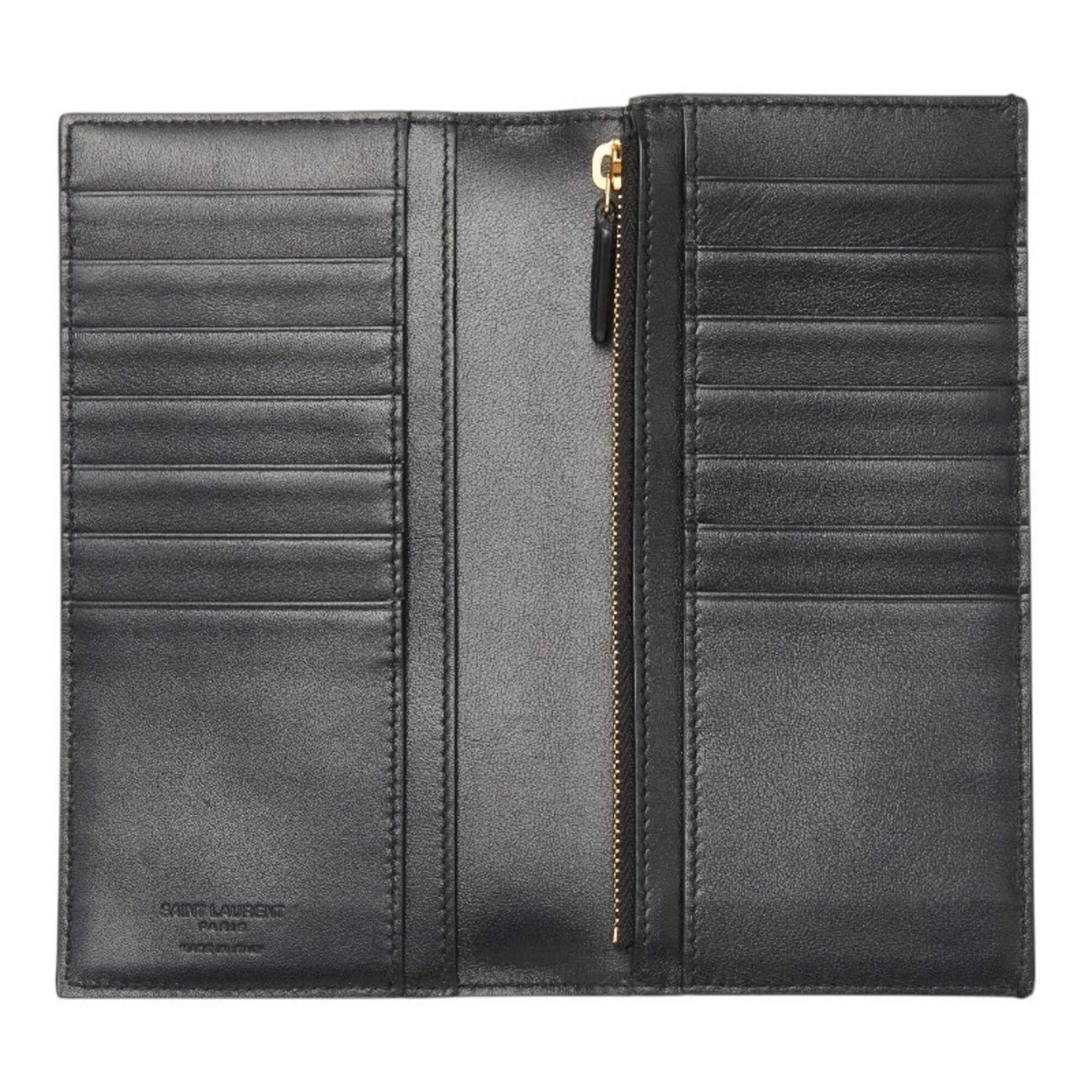 Saint Laurent Black Leather Long Wallet (Bi-Fold) (Pre-Owned)