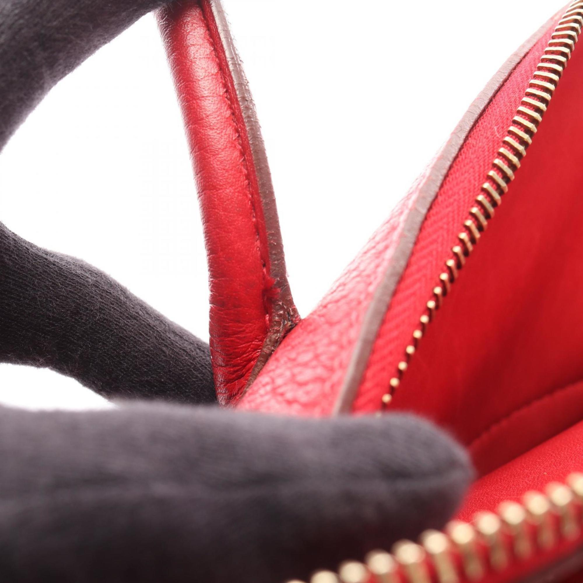 Hermes Red Color Rouge Vif Fjord Leather Handbag (Pre-Owned)