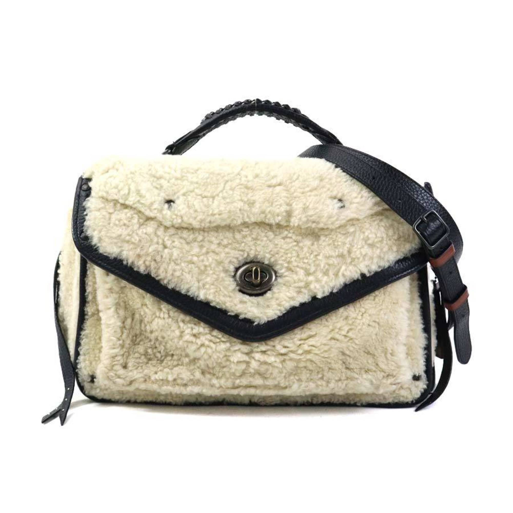 Coach Black Ivory Leather Shoulder Bag (Pre-Owned)