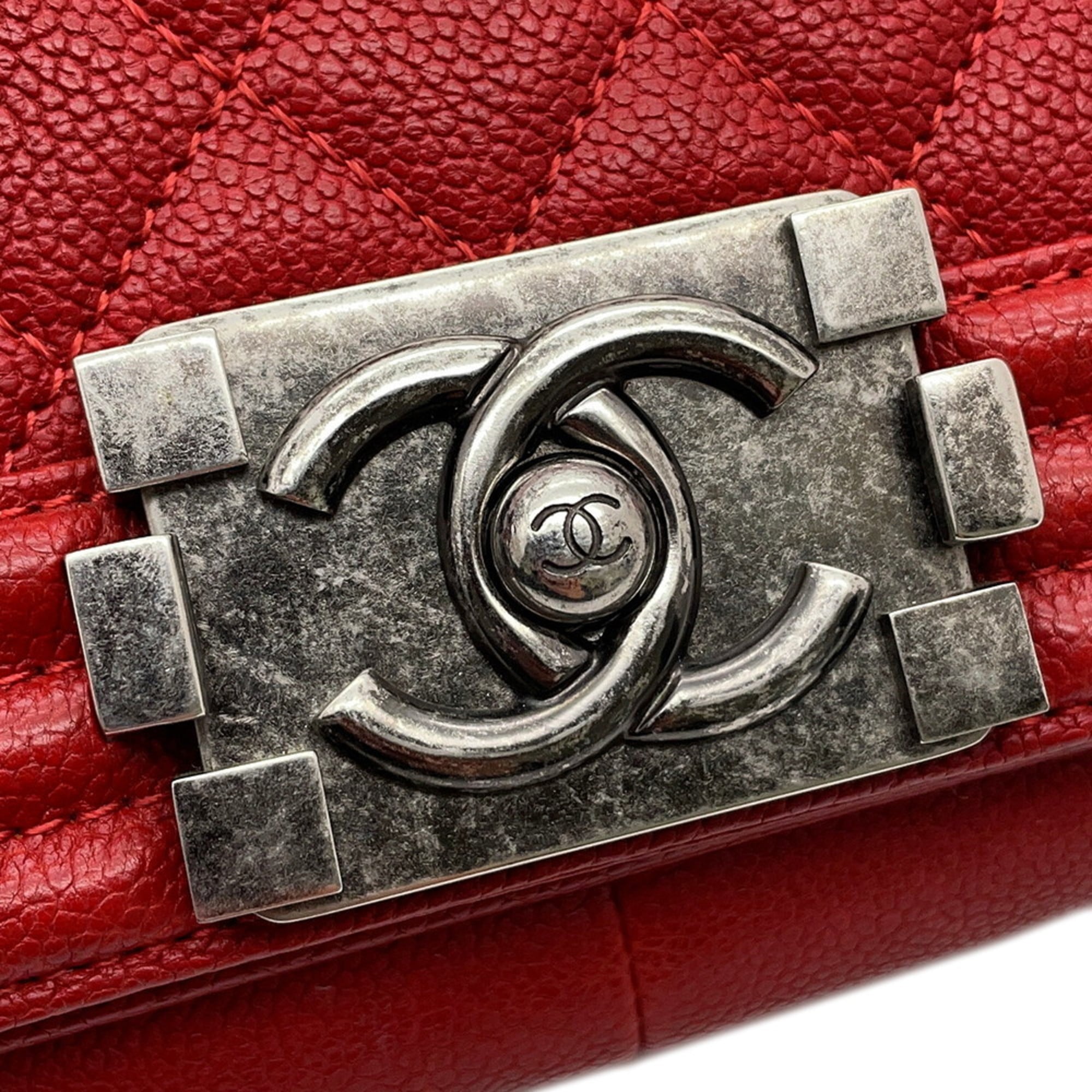 Chanel Matelasse Red Color Grained Calfskin Shoulder Bag (Pre-Owned)