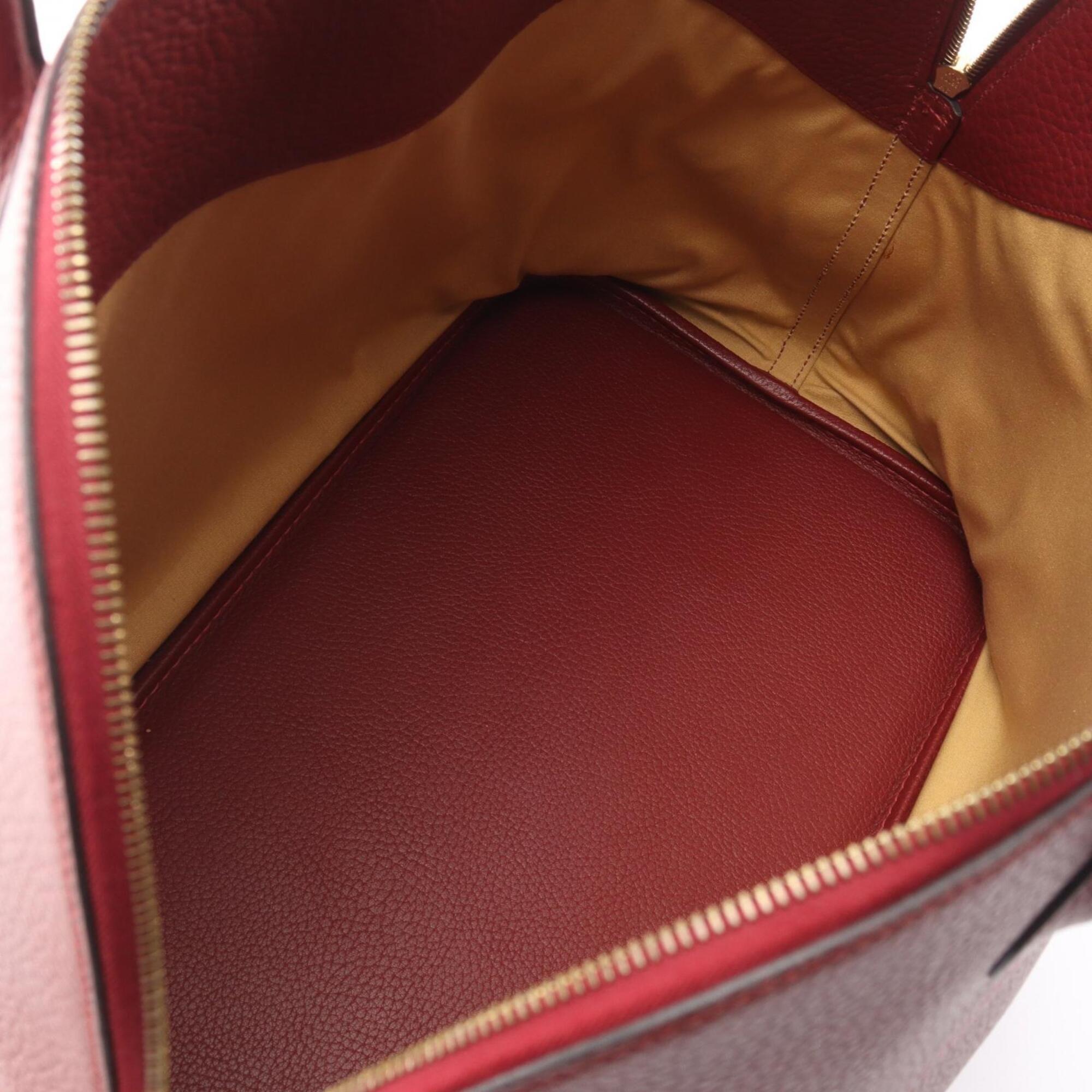 Hermes Bordeaux Rouge H Taurillon Clemence Leather Handbag (Pre-Owned)