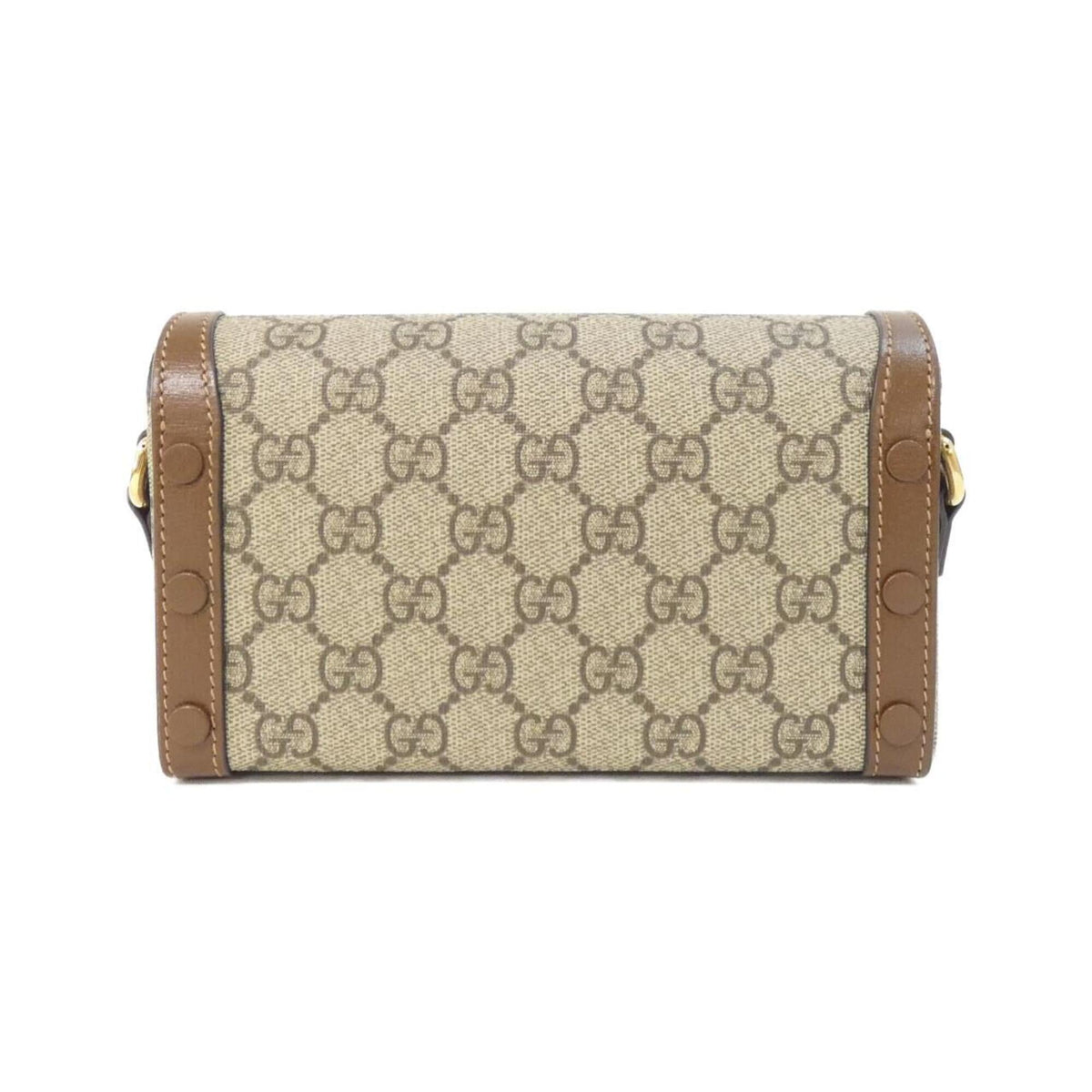 Gucci Beige Brown Gg Supreme Canvas Leather Shoulder Bag (Pre-Owned)