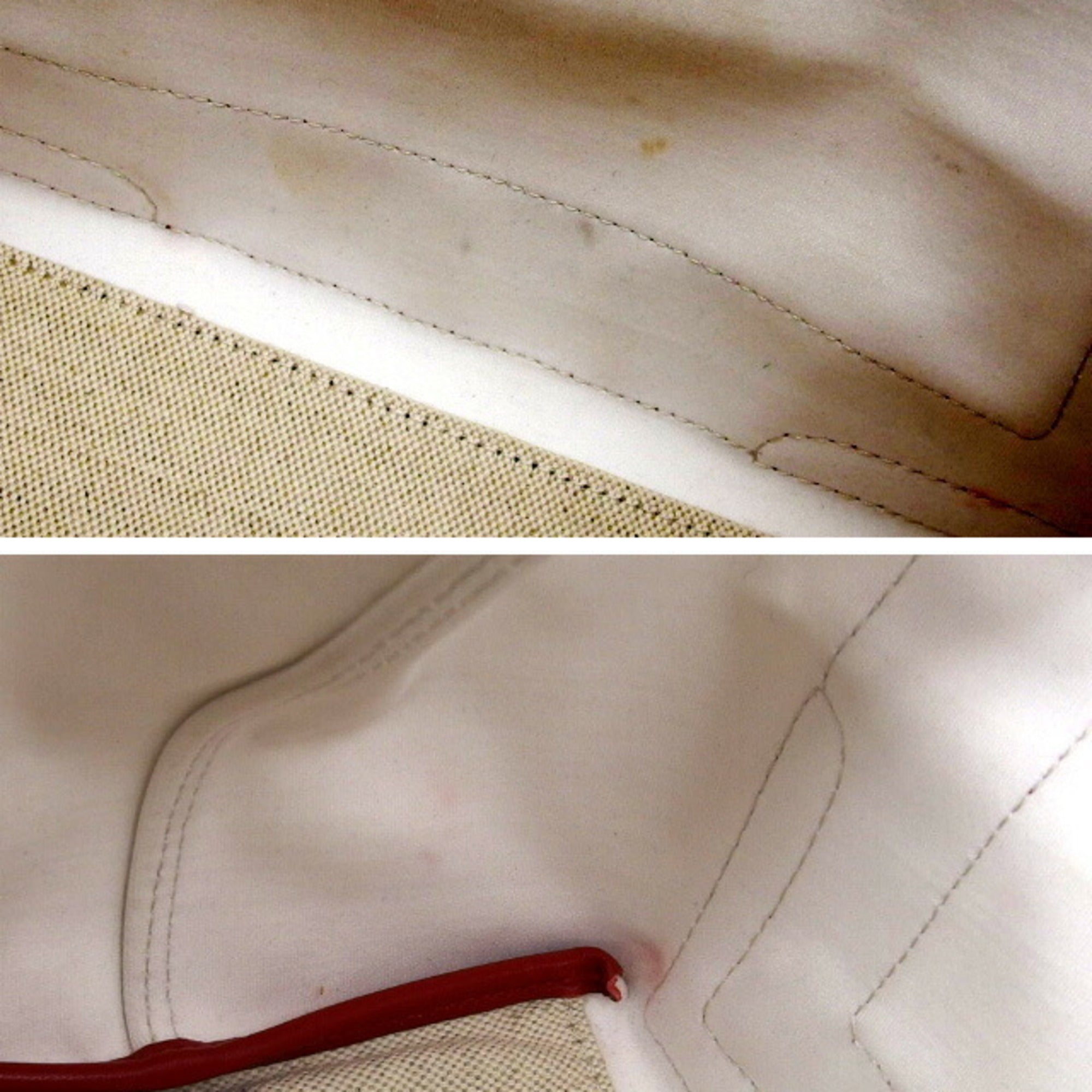 Balenciaga Red Color White Canvas Leather Handbag Tote Bag (Pre-Owned)