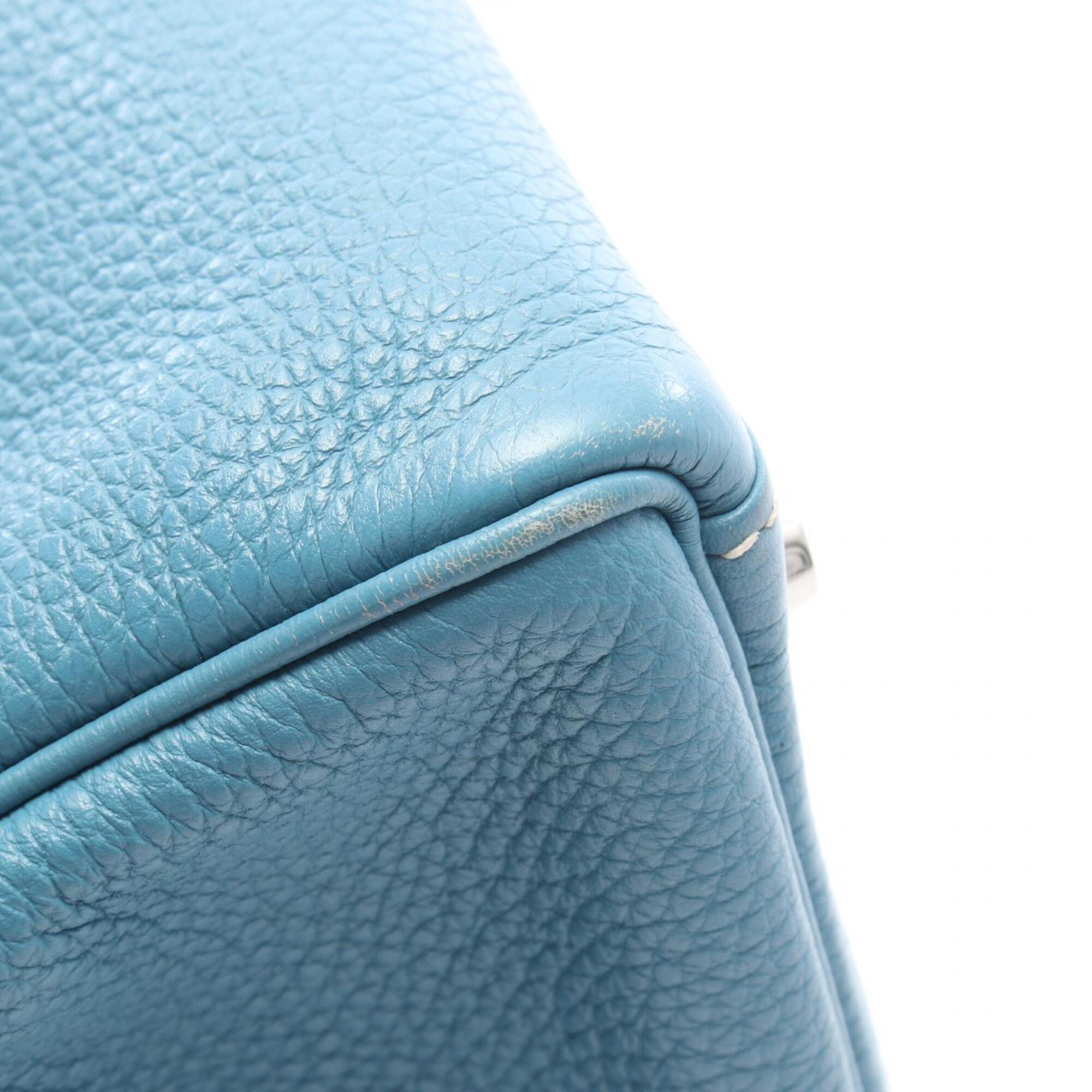 Hermes Blue Blue Jean Togo Leather Handbag (Pre-Owned)
