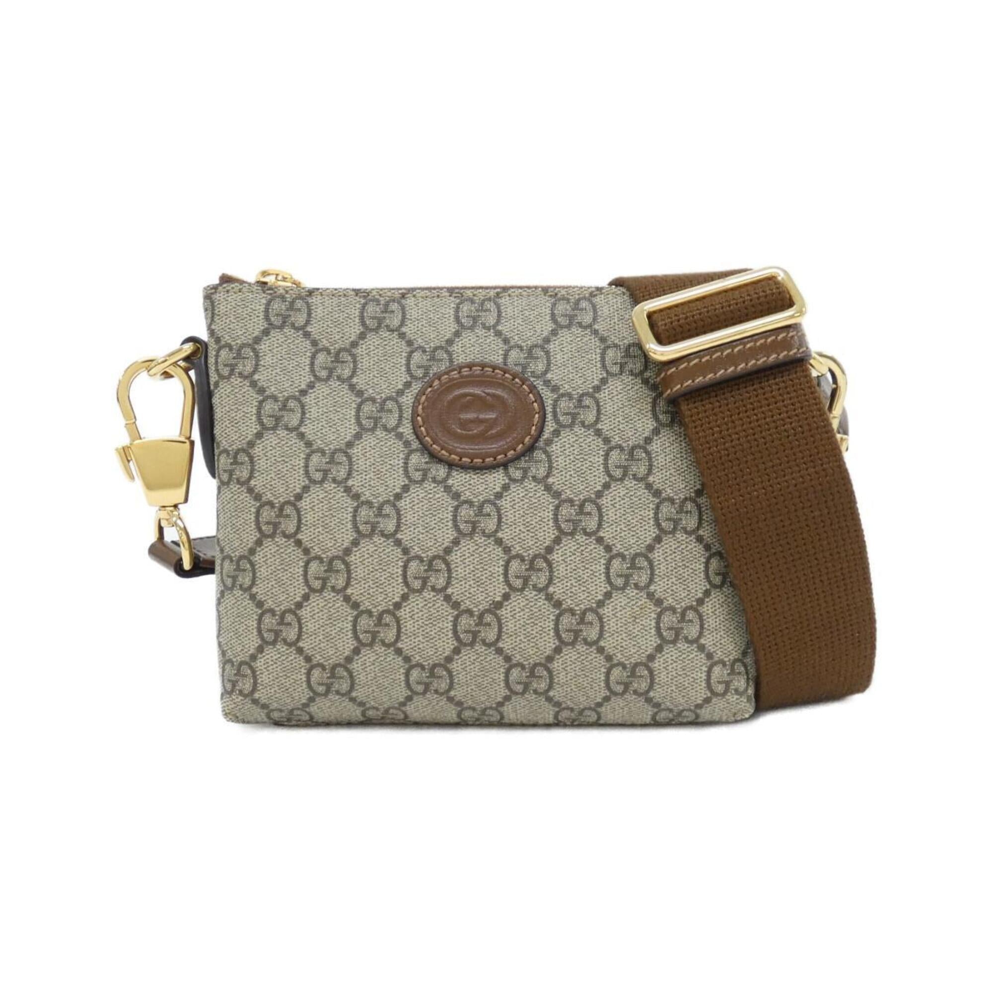 Gucci Beige Brown Gg Supreme Canvas Shoulder Bag (Pre-Owned)