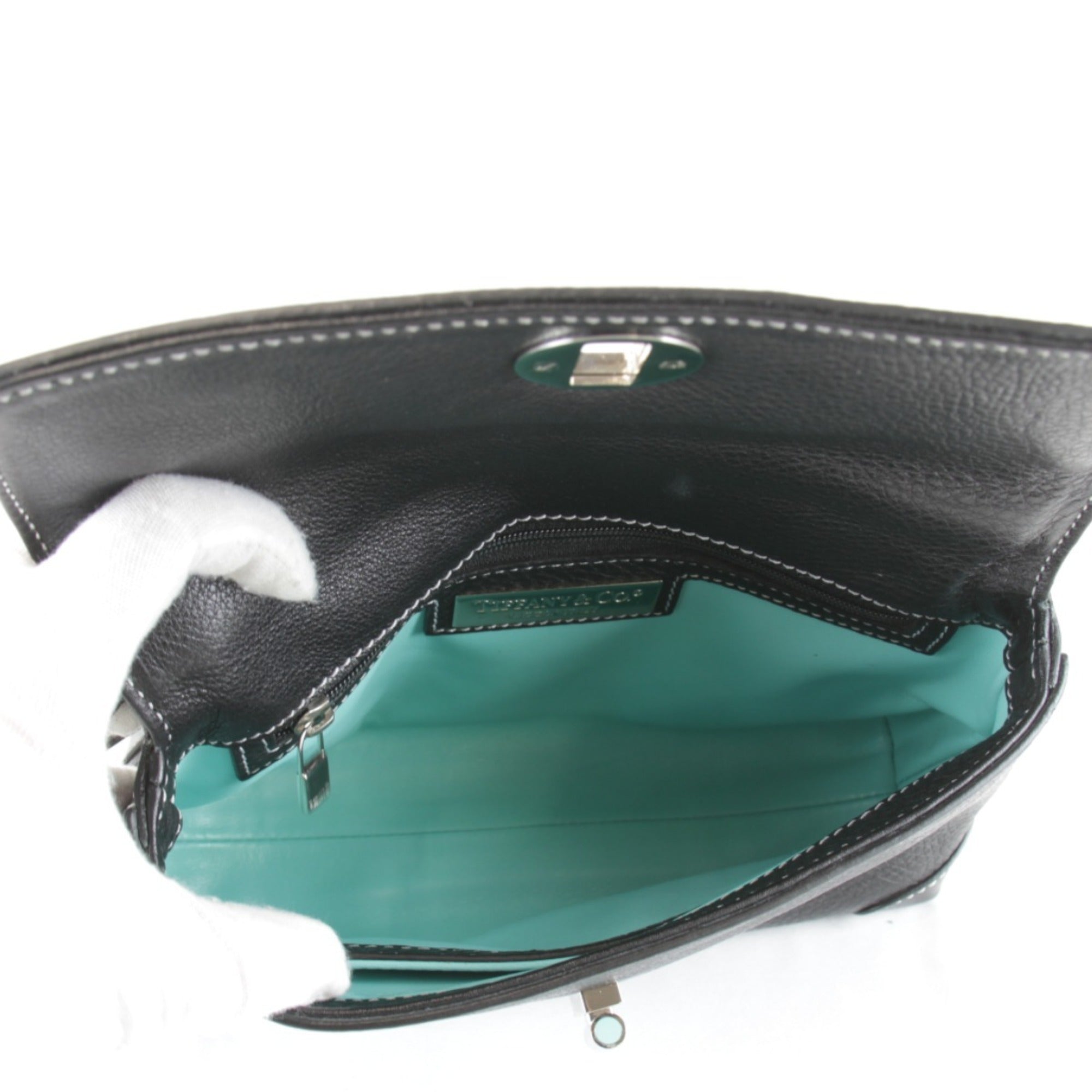 Tiffany Black Leather Shoulder Bag (Pre-Owned)