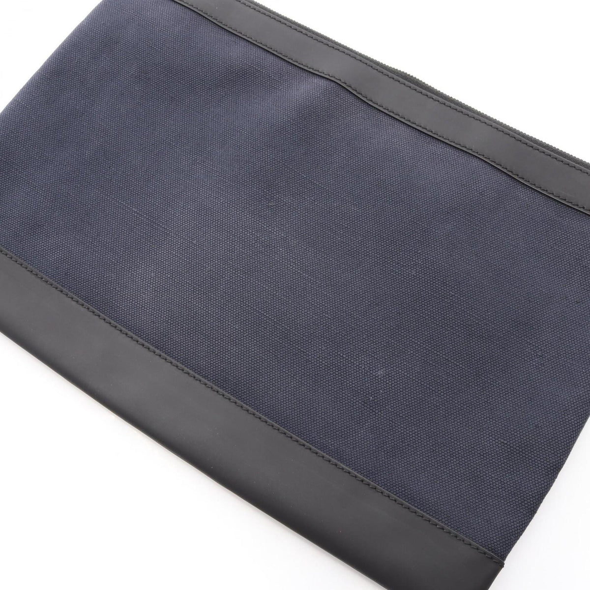 Balenciaga Black Navy Canvas Leather Clutch Bag Handbag (Pre-Owned)