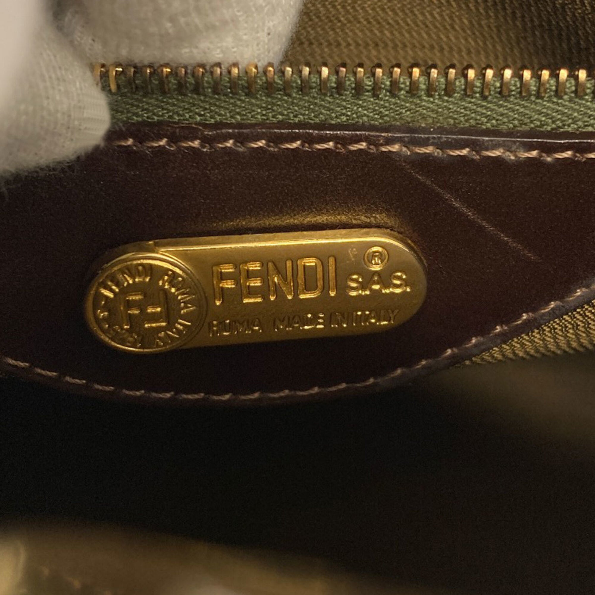 Fendi Brown Canvas Leather Handbag (Pre-Owned)