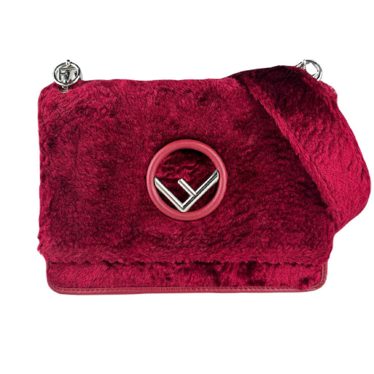 Fendi Red Color Fur Shoulder Bag (Pre-Owned)