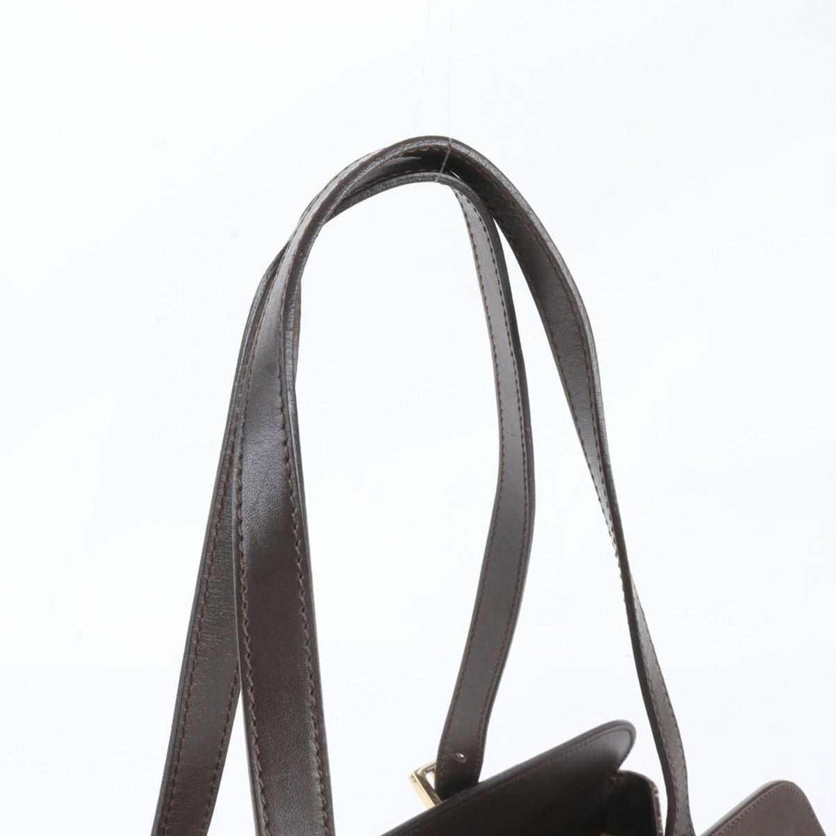 Celine Dark Brown Leather Canvas Handbag Shoulder Bag Tote Bag (Pre-Owned)