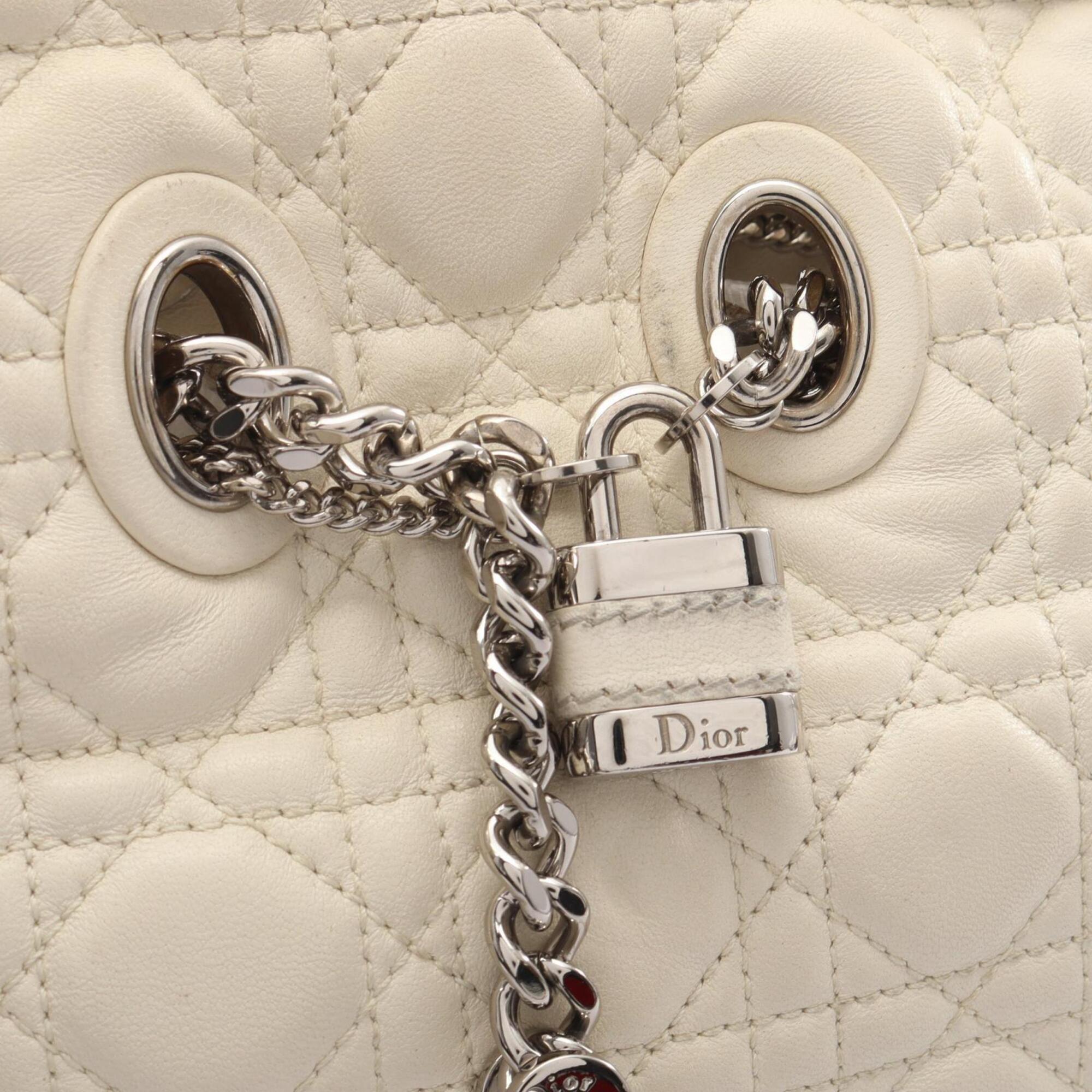 Christian Dior White Leather Handbag Tote Bag (Pre-Owned)