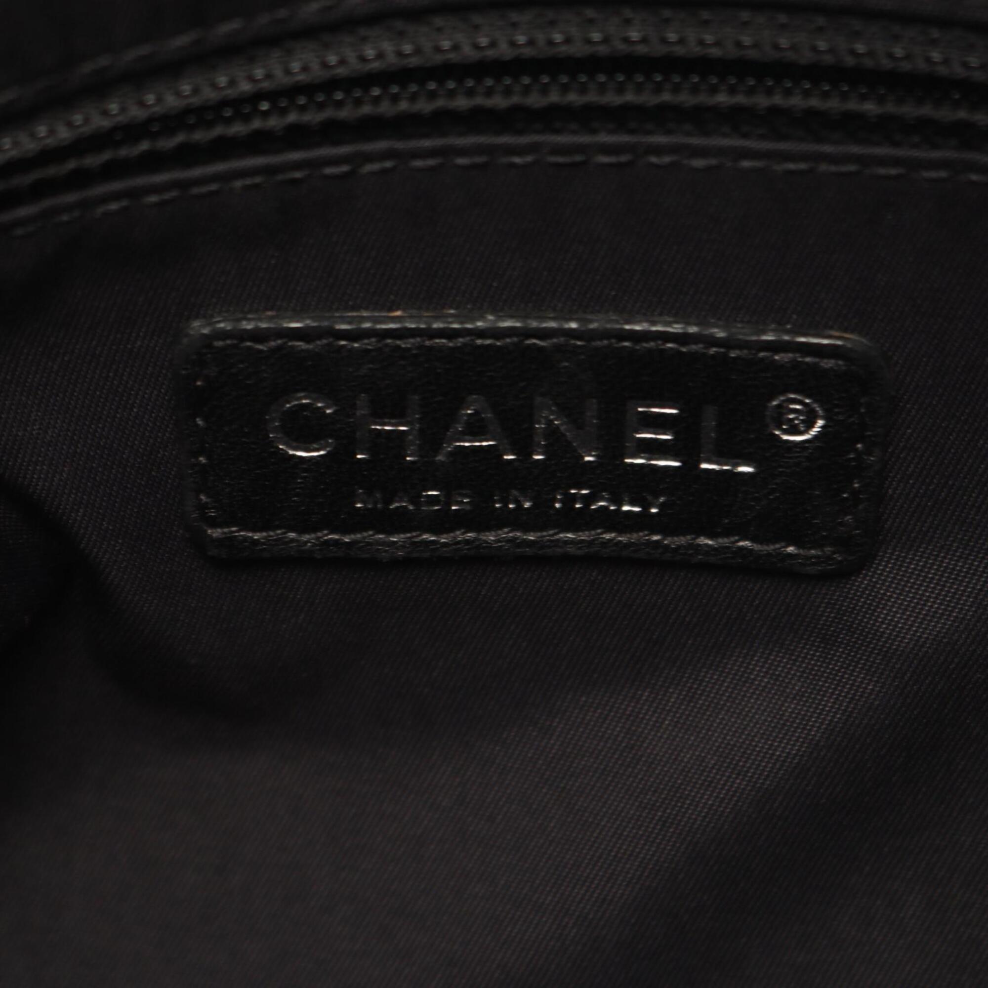 Chanel Black Coated Canvas Leather Handbag Tote Bag (Pre-Owned)