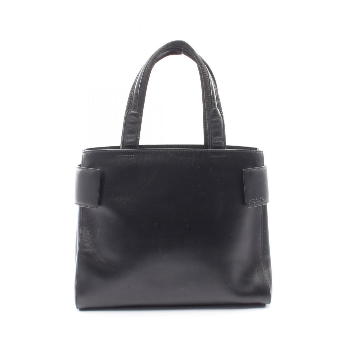 Prada Black Leather Handbag Tote Bag (Pre-Owned)