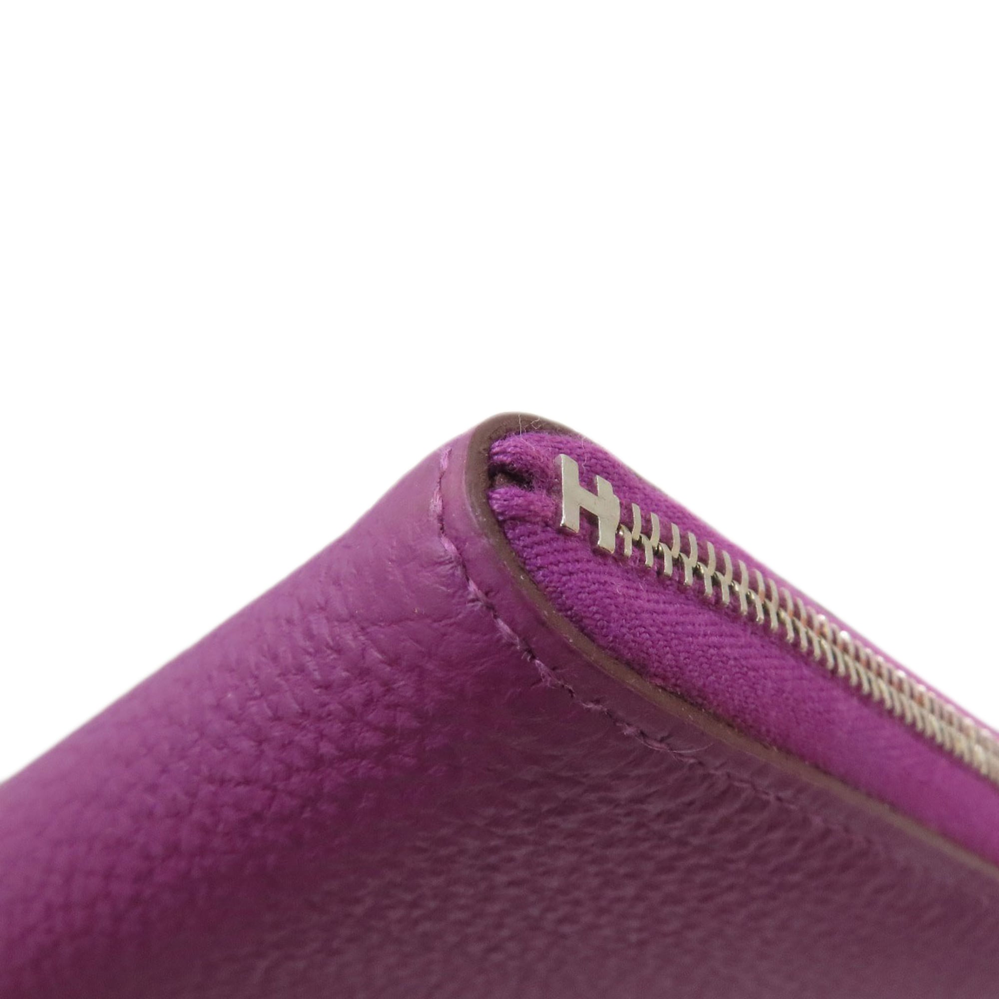 Hermes Purple Togo Leather Long Wallet (Bi-Fold) (Pre-Owned)