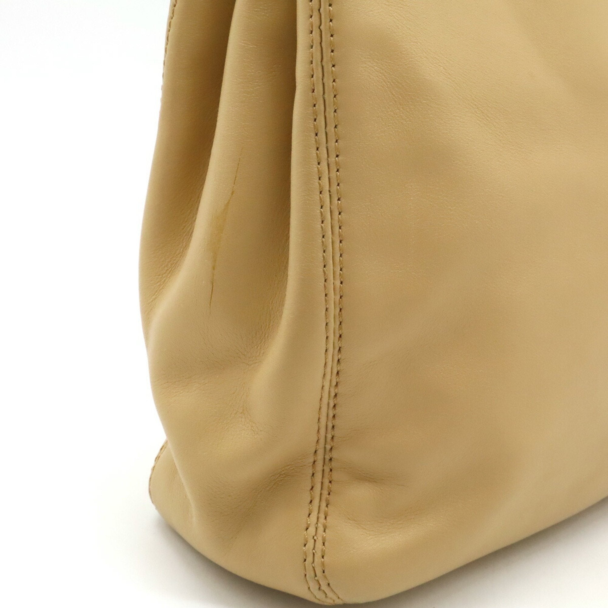 Chanel Beige Brown Leather Plastic Handbag (Pre-Owned)