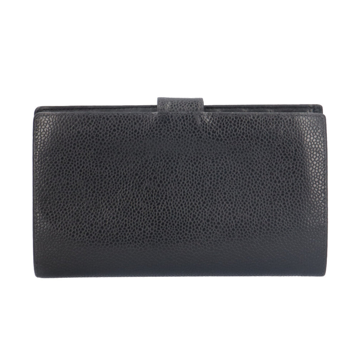 Chanel Black Grained Calfskin Long Wallet (Bi-Fold) (Pre-Owned)