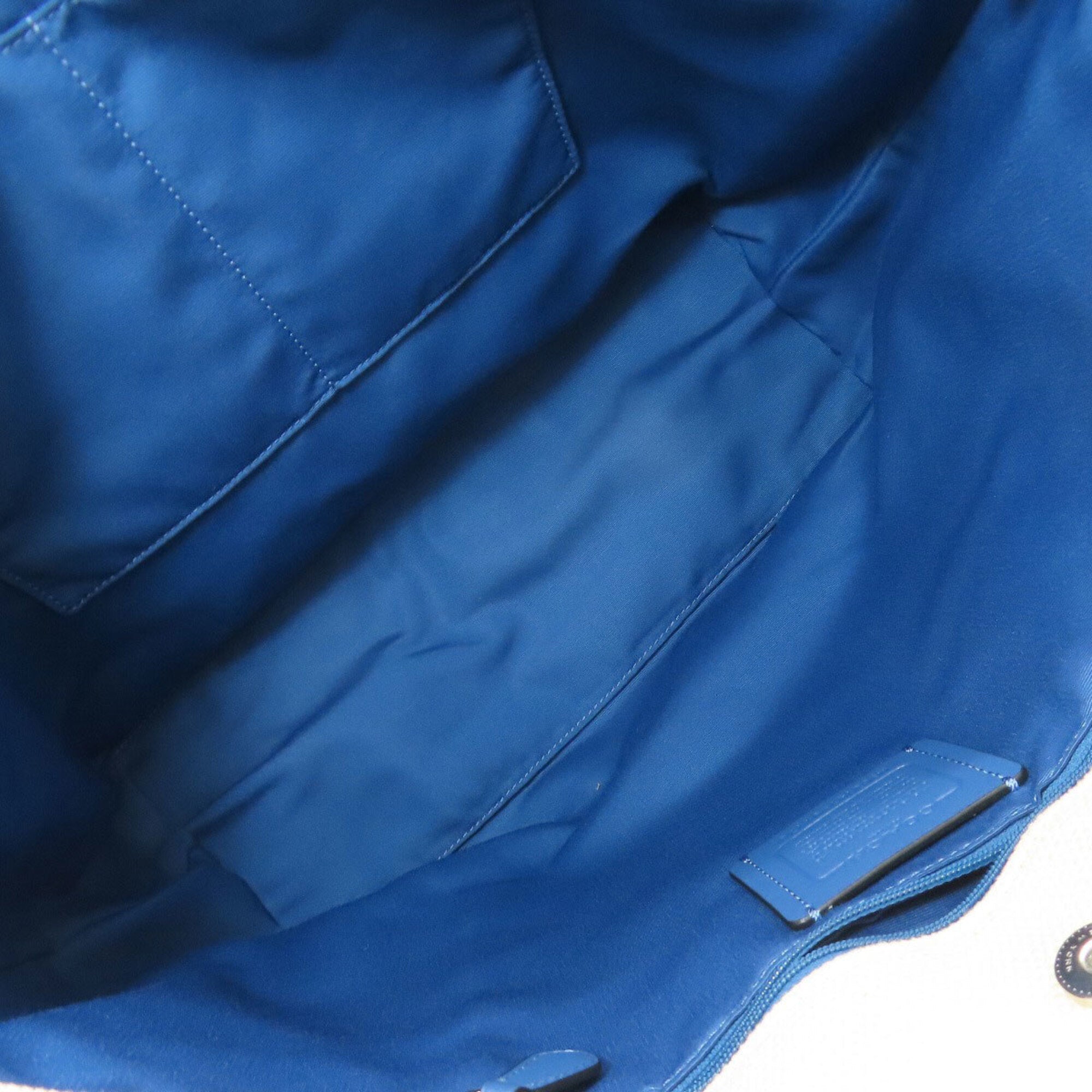 Coach Beige Blue Canvas Tote Bag (Pre-Owned)