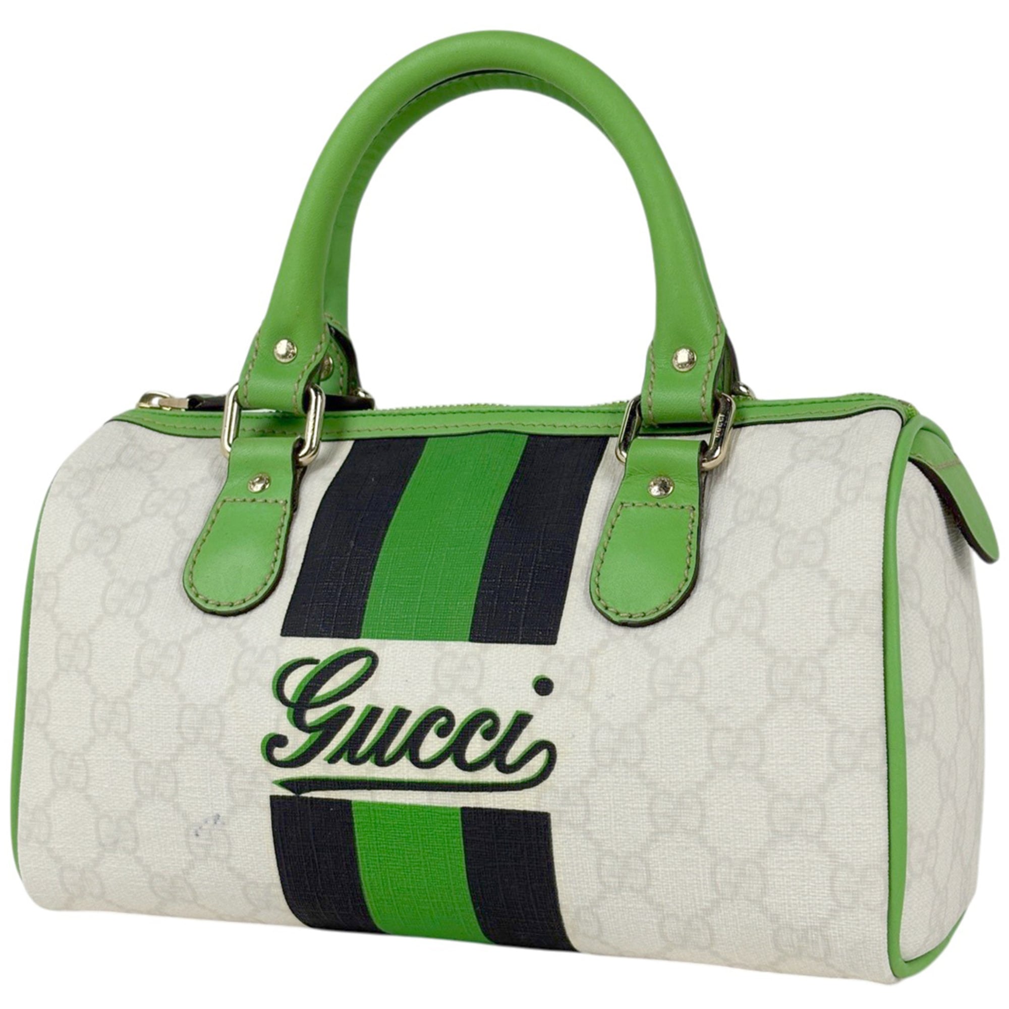 Gucci Black Green White Gg Supreme Handbag (Pre-Owned)