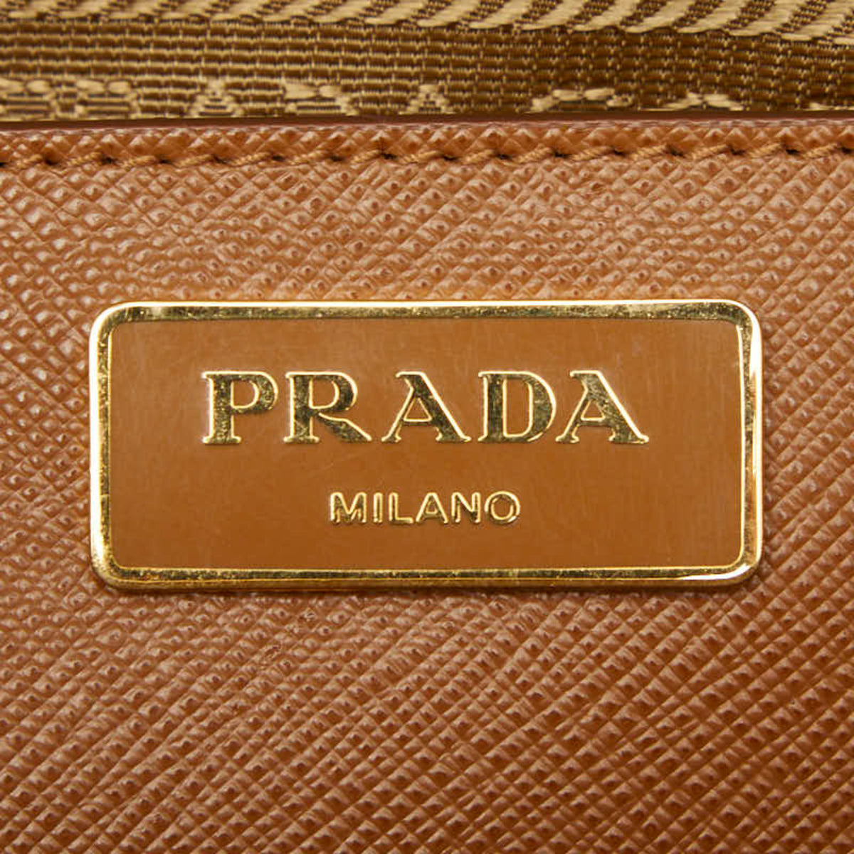 Prada Brown Yellow Leather Handbag Tote Bag (Pre-Owned)