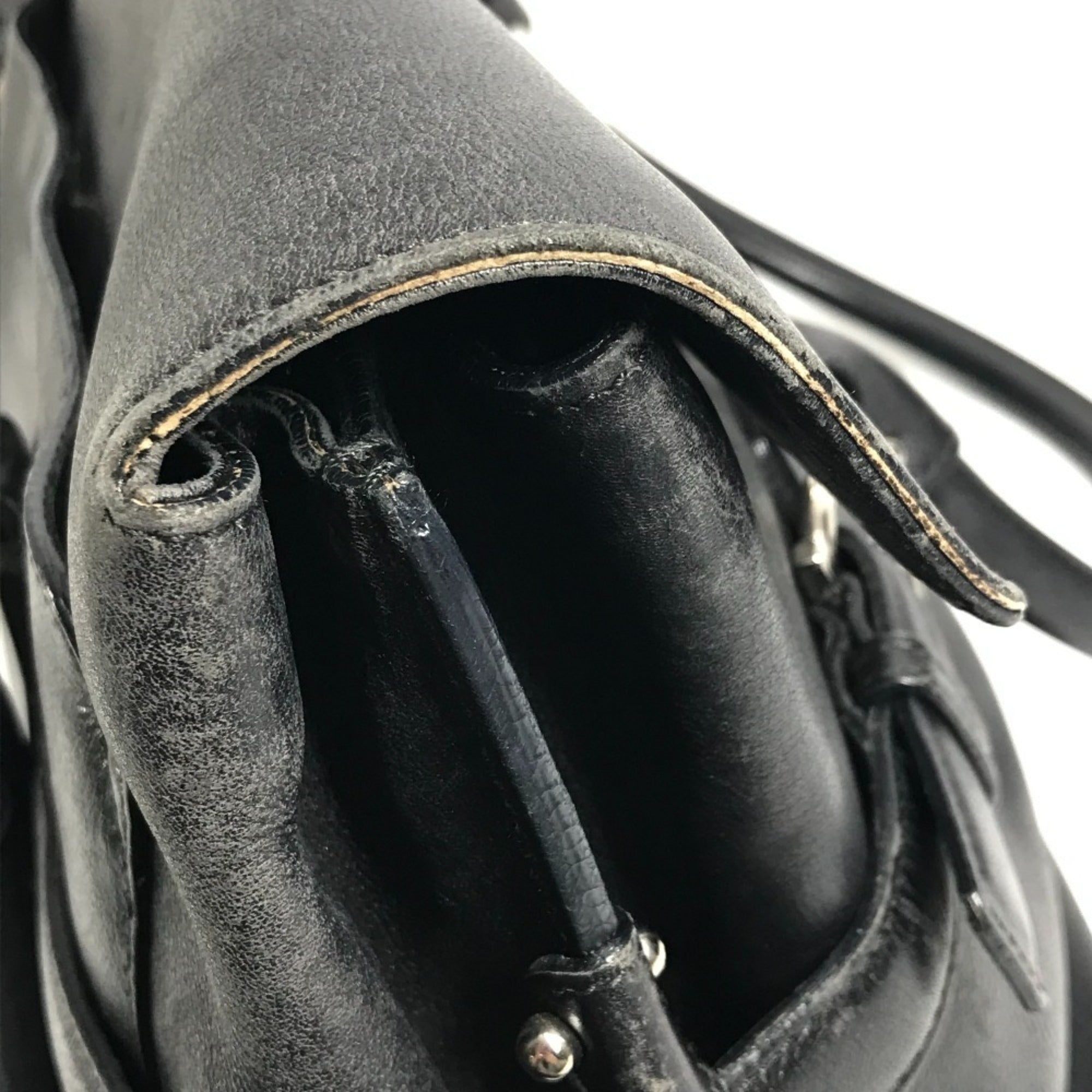 Salvatore Ferragamo Black Leather Shoulder Bag Tote Bag (Pre-Owned)