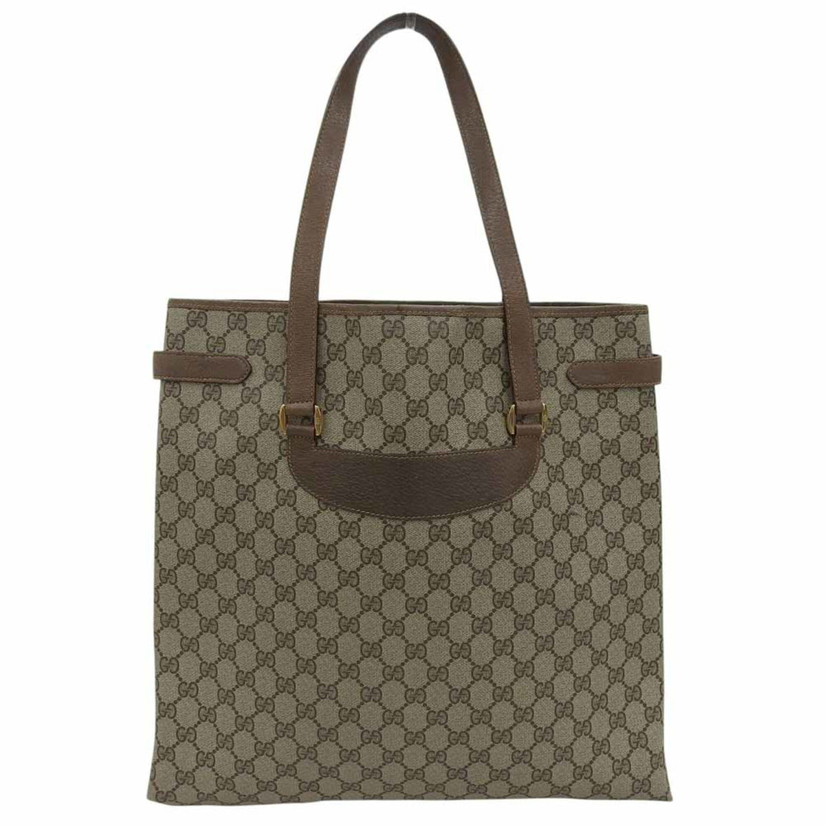 Gucci Beige Brown Gg Plus Pvc Leather Handbag Tote Bag (Pre-Owned)