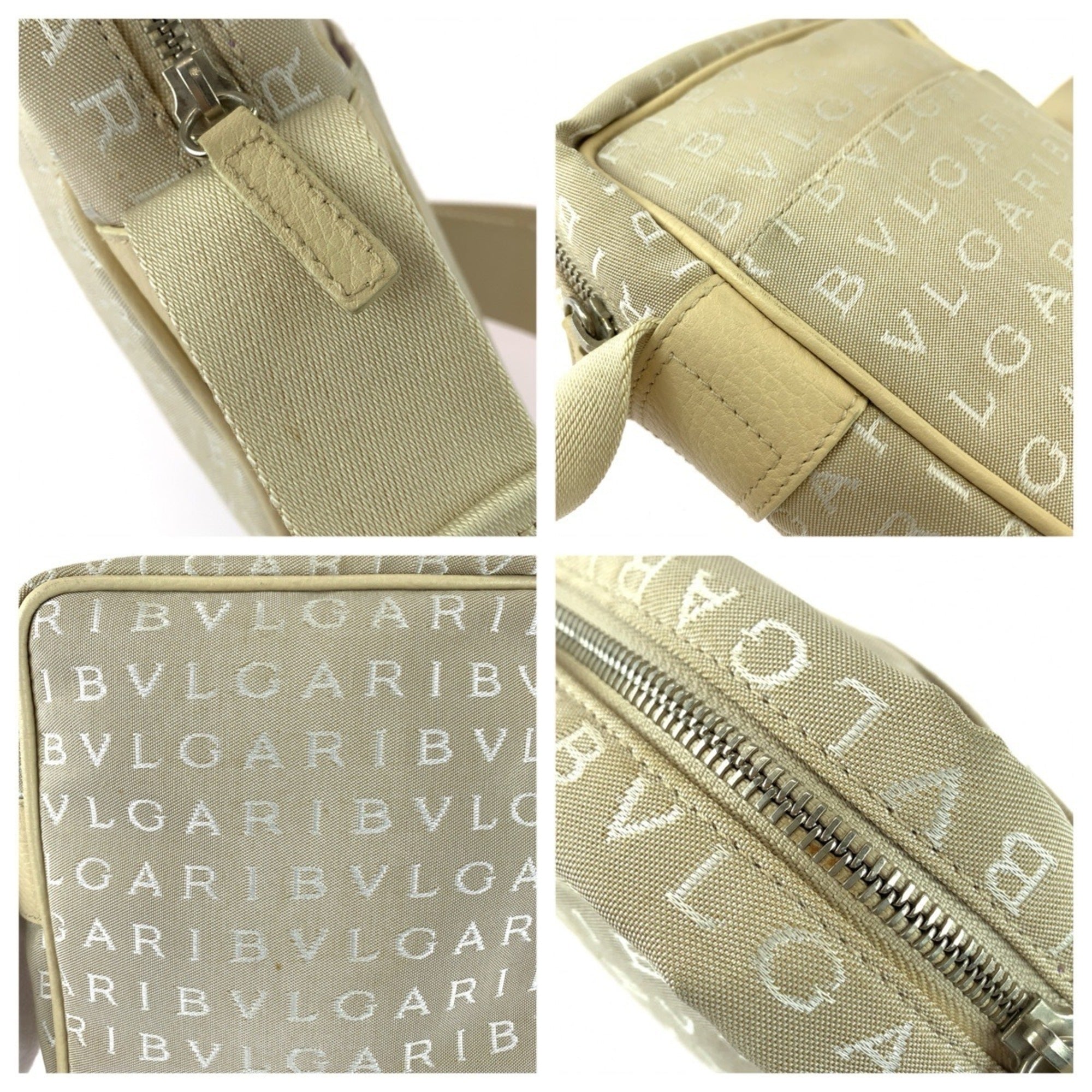 Bvlgari Beige Canvas Leather Shoulder Bag (Pre-Owned)