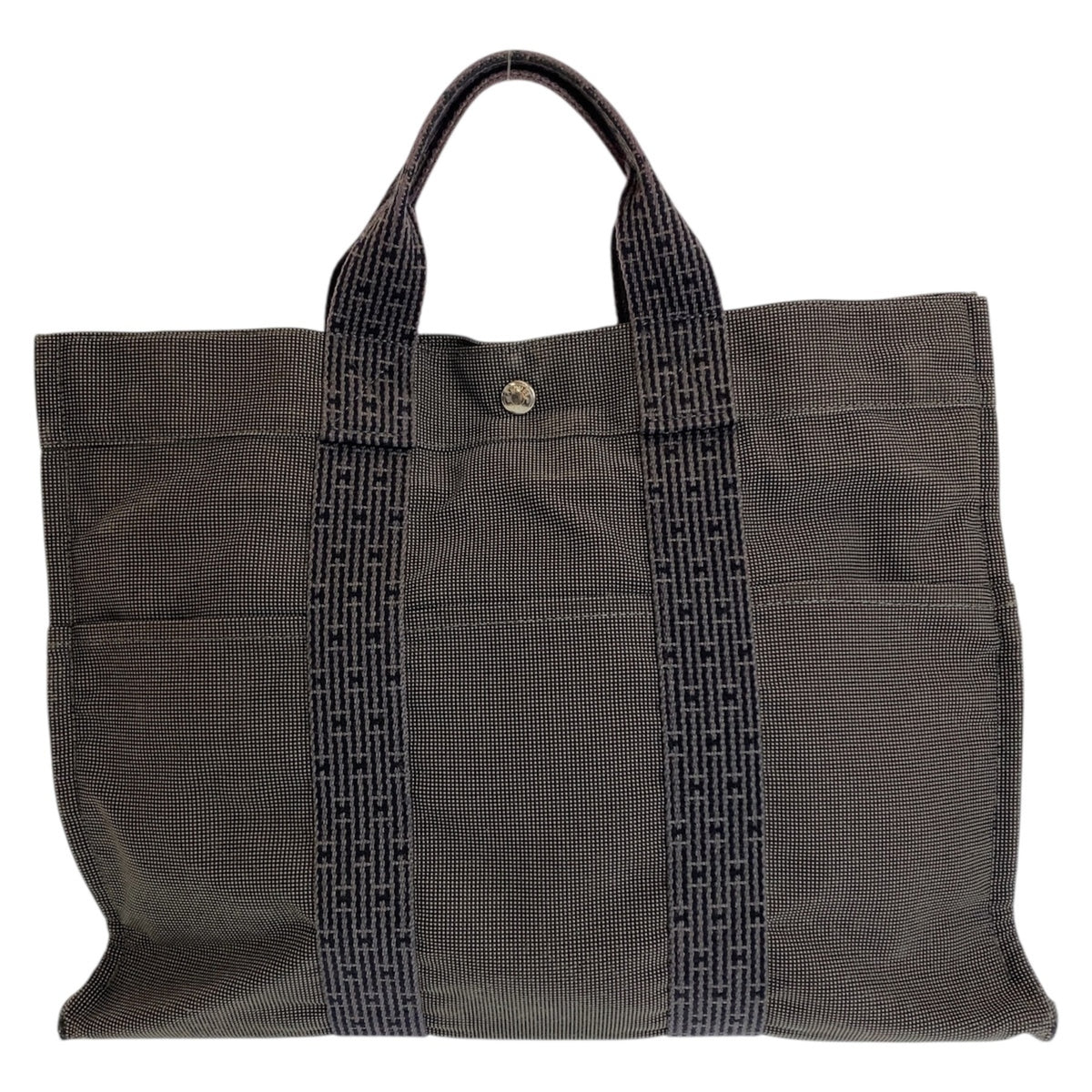 Hermes Gray Canvas Handbag Tote Bag (Pre-Owned)