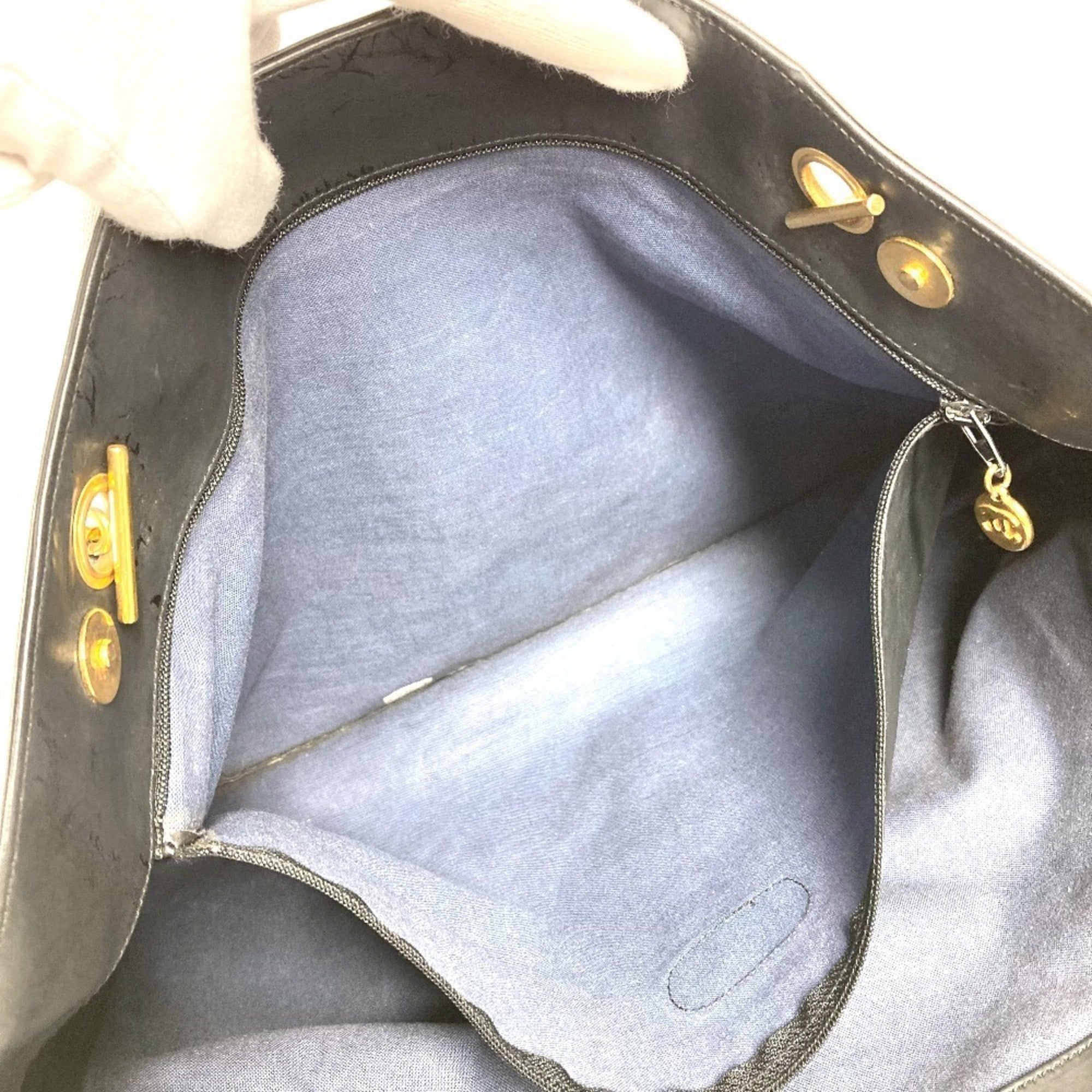 Chanel Black Coated Canvas Shoulder Bag Tote Bag (Pre-Owned)