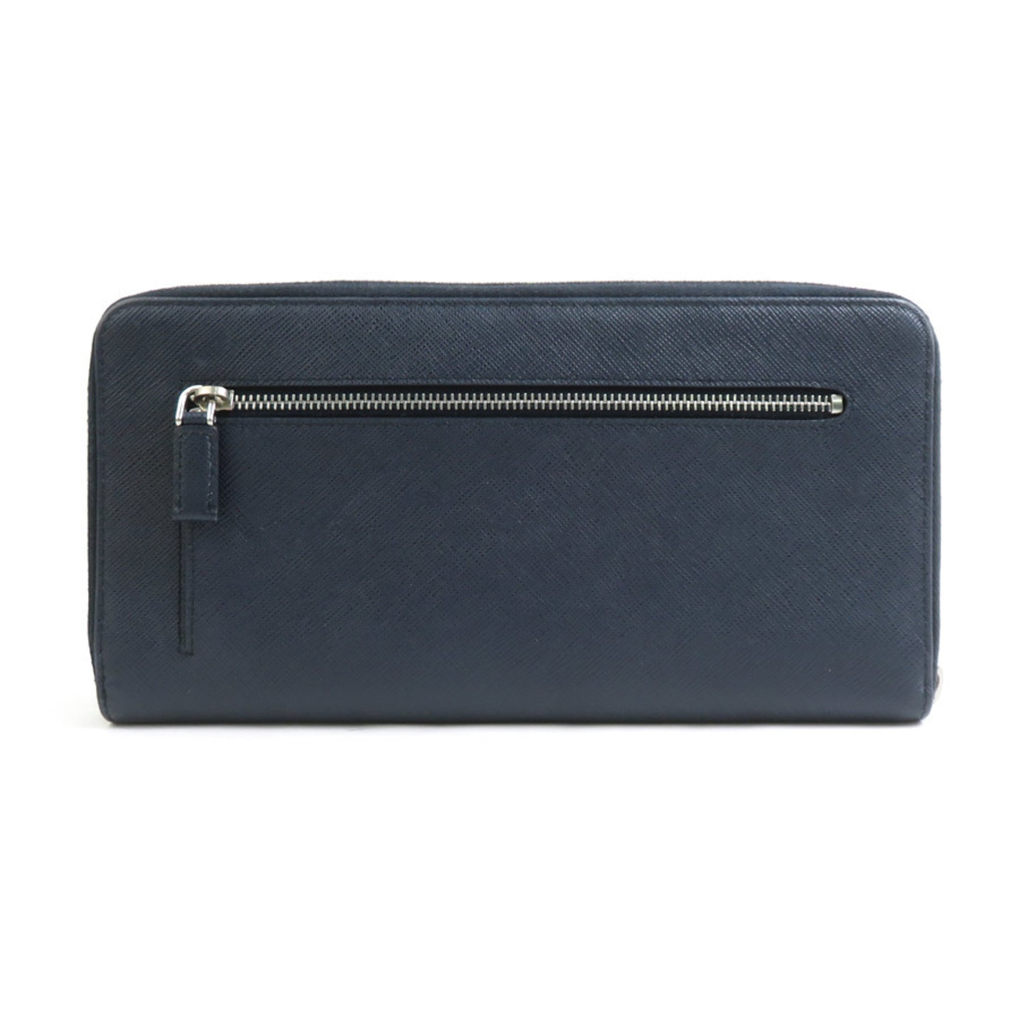 Prada Navy Leather Long Wallet (Bi-Fold) (Pre-Owned)