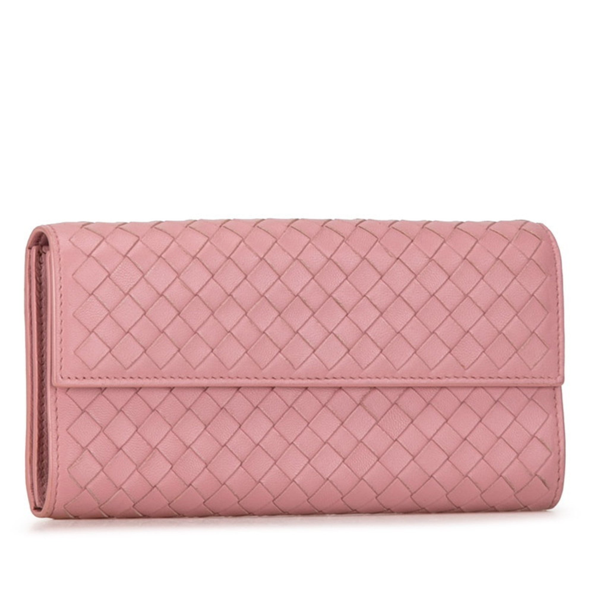 Bottega Veneta Pink Leather Long Wallet (Bi-Fold) (Pre-Owned)