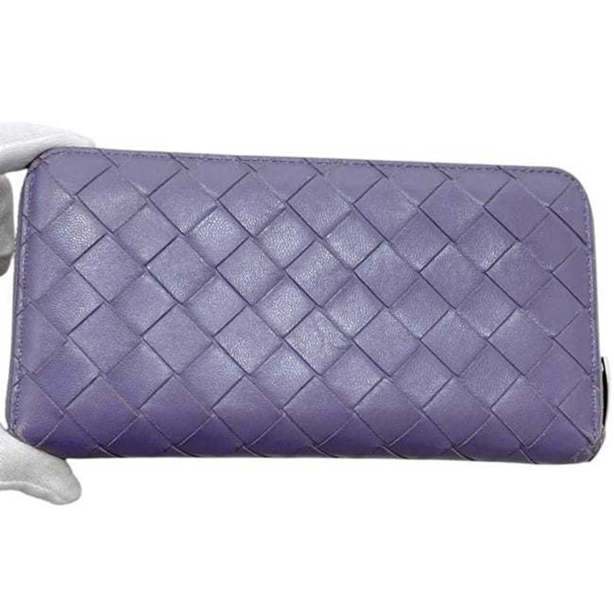 Bottega Veneta Purple Leather Long Wallet (Bi-Fold) (Pre-Owned)