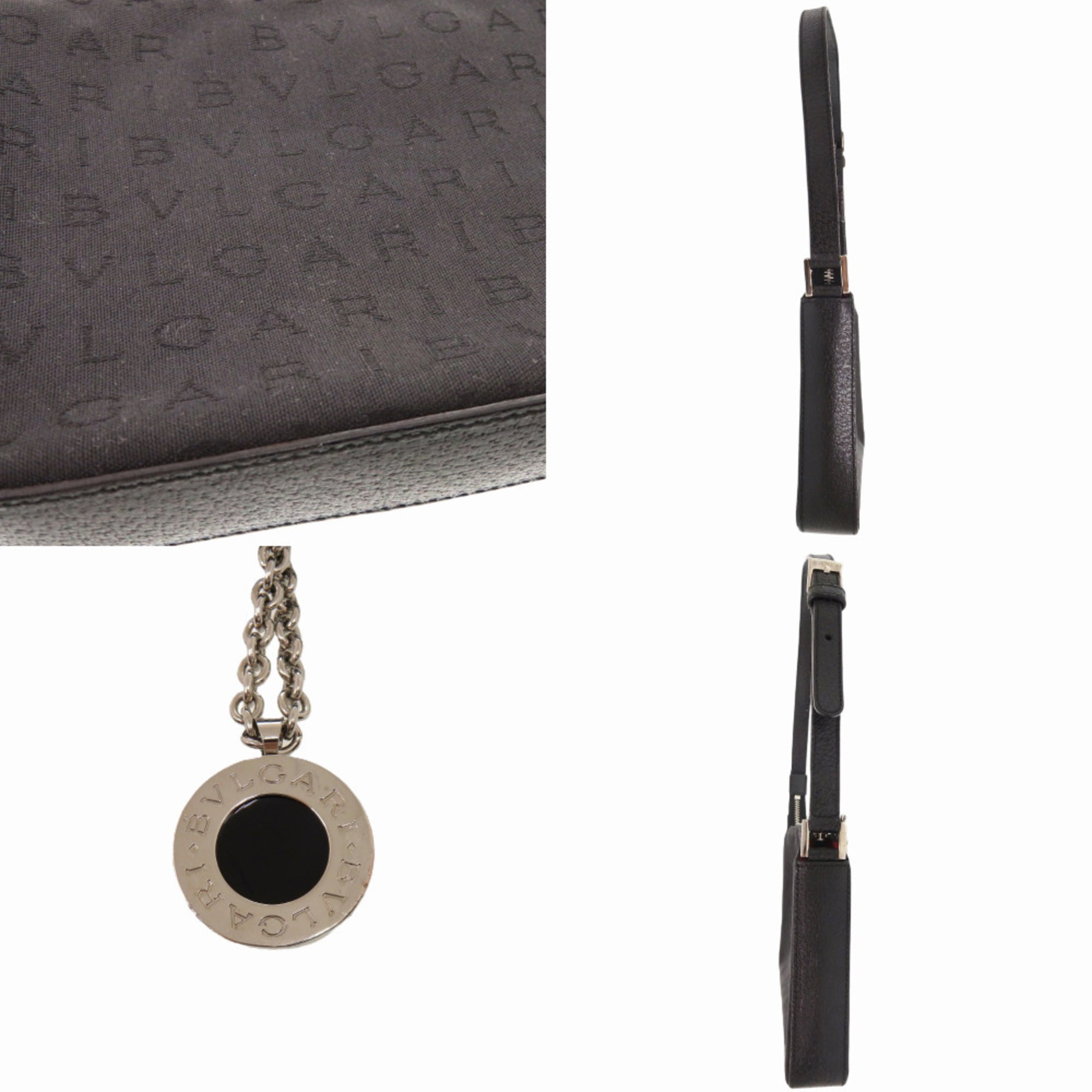 Bvlgari Black Canvas Leather Shoulder Bag (Pre-Owned)