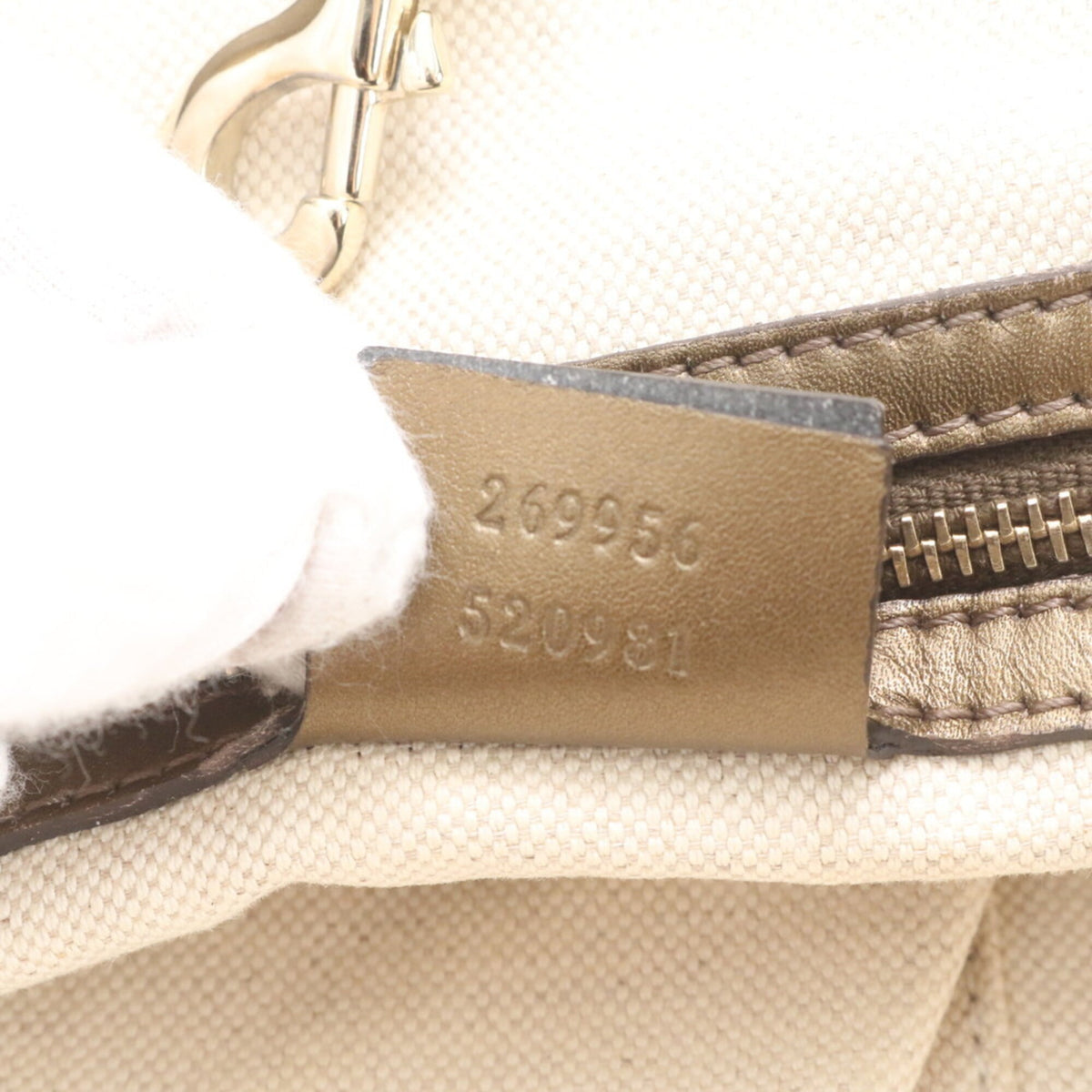 Gucci Brown Leather Canvas Handbag Shoulder Bag Tote Bag (Pre-Owned)