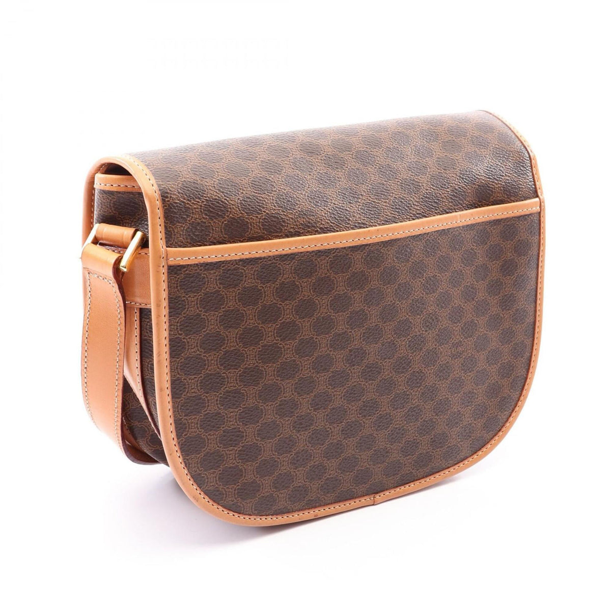 Celine Brown Coated Canvas Leather Handbag Shoulder Bag (Pre-Owned)
