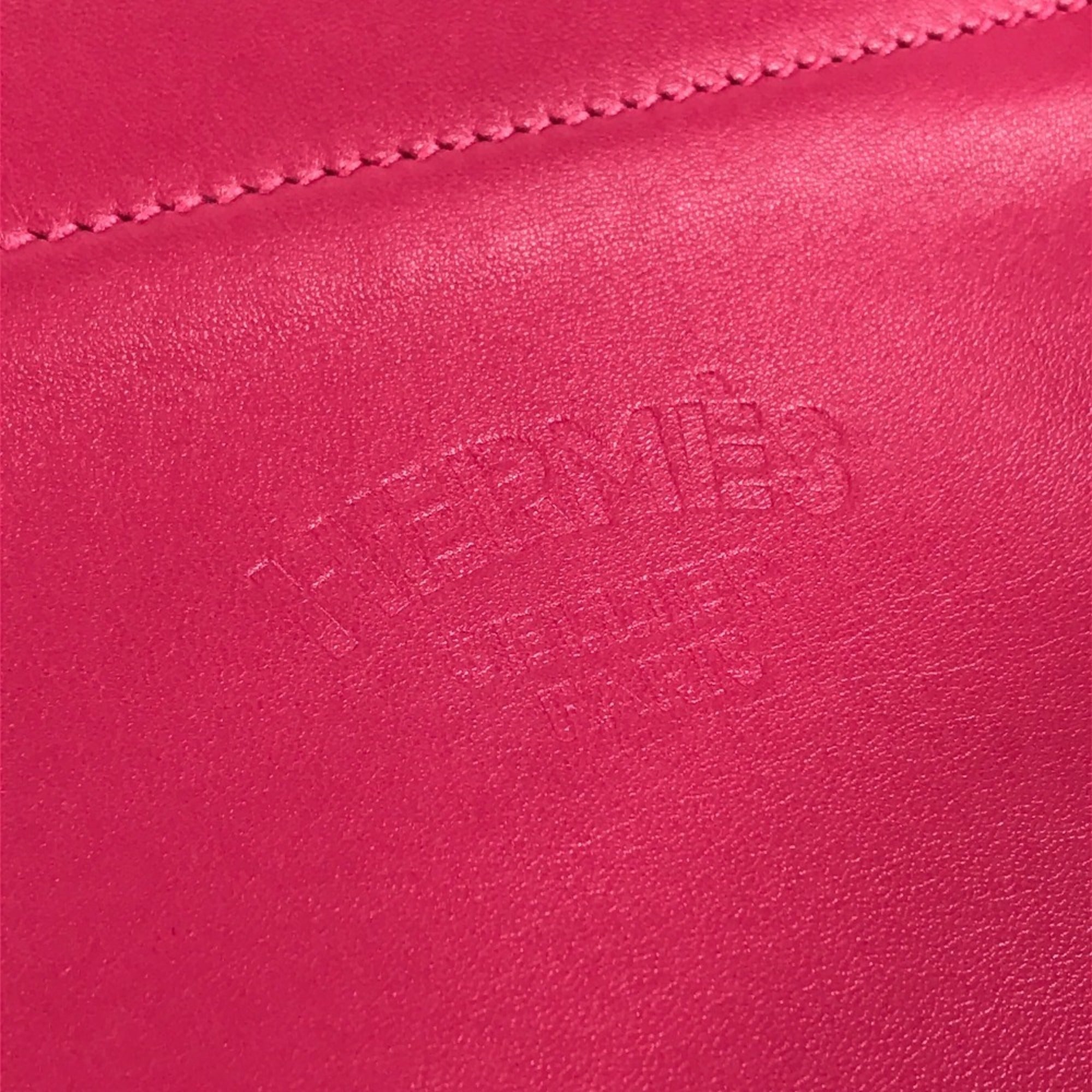 Hermes Pink Red Color Leather Pochette Shoulder Bag (Pre-Owned)