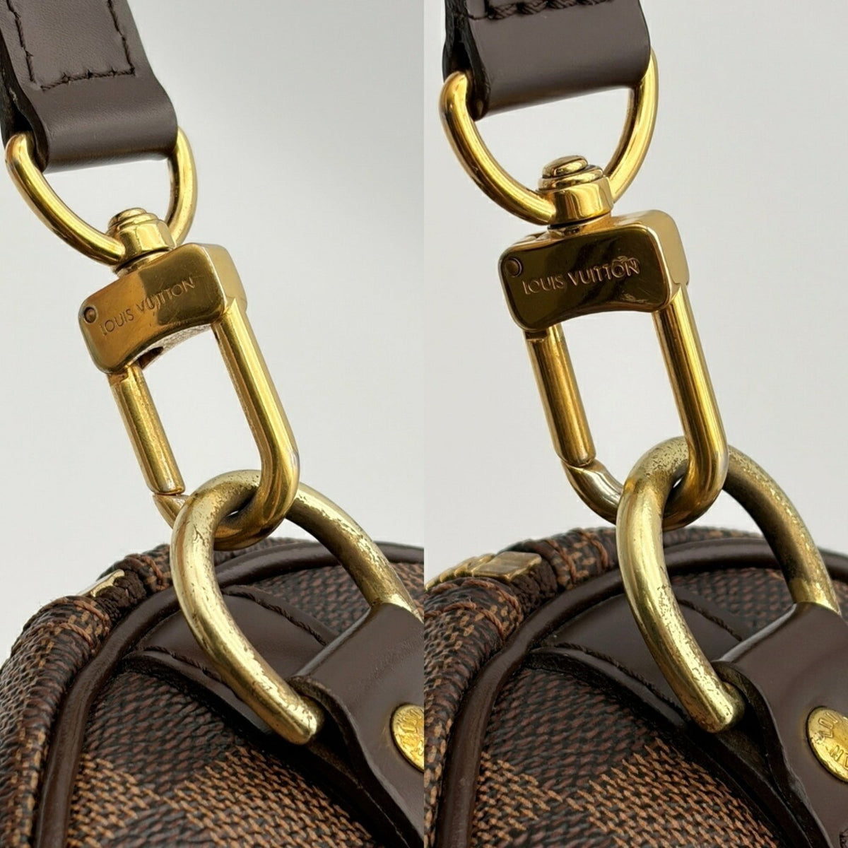 Louis Vuitton Damier Ebene Damier Canvas Leather Boston Bag Shoulder Bag (Pre-Owned)