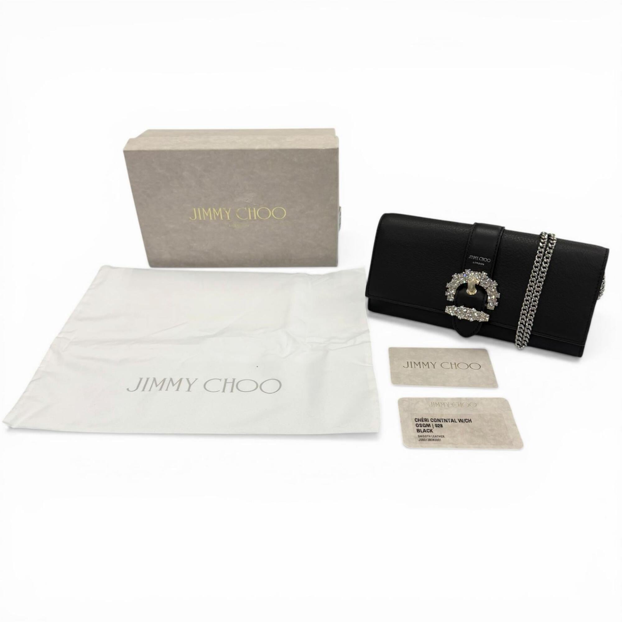 Jimmy Choo Black Leather Chain/Shoulder Wallet (Pre-Owned)