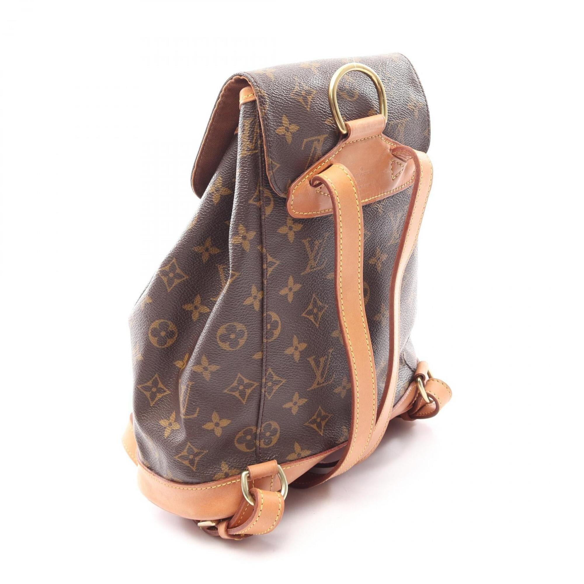 Louis Vuitton Brown Coated Canvas Leather Backpack Handbag (Pre-Owned)