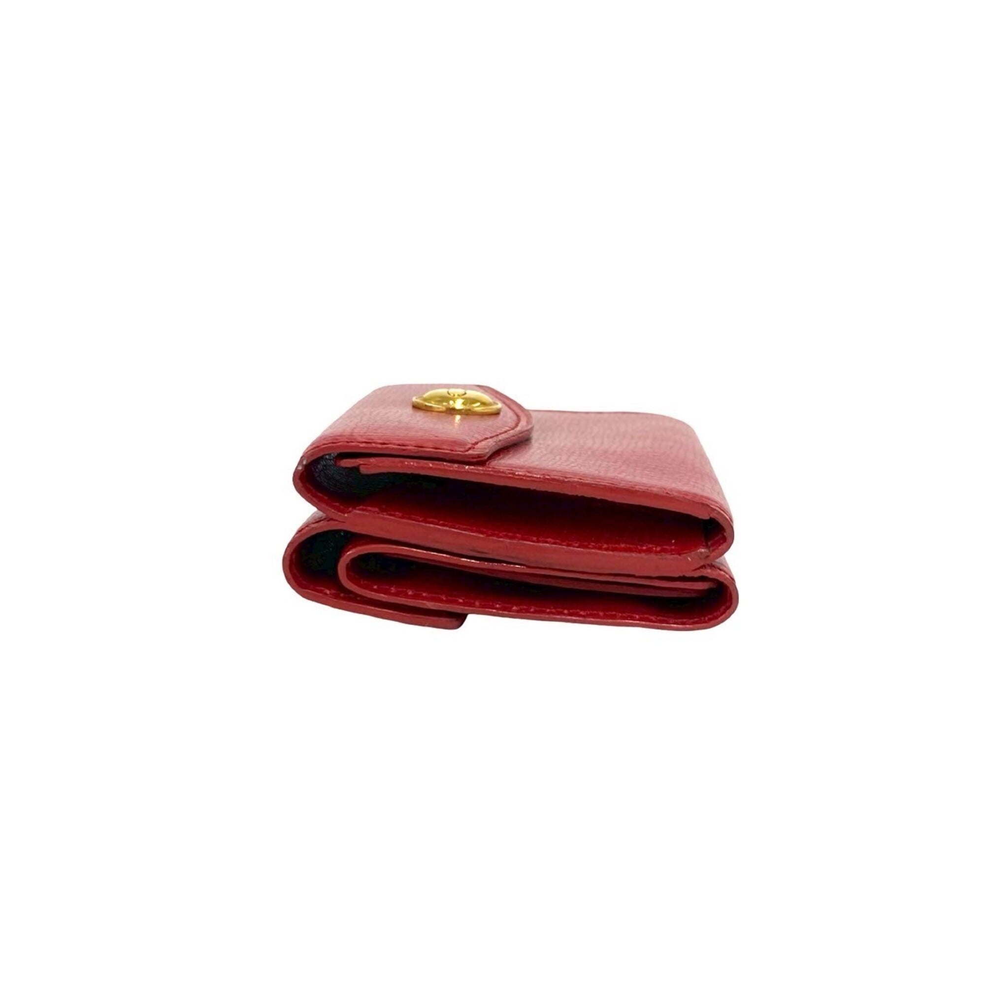 Christian Dior Red Color Leather Wallet (Tri-Fold) (Pre-Owned)